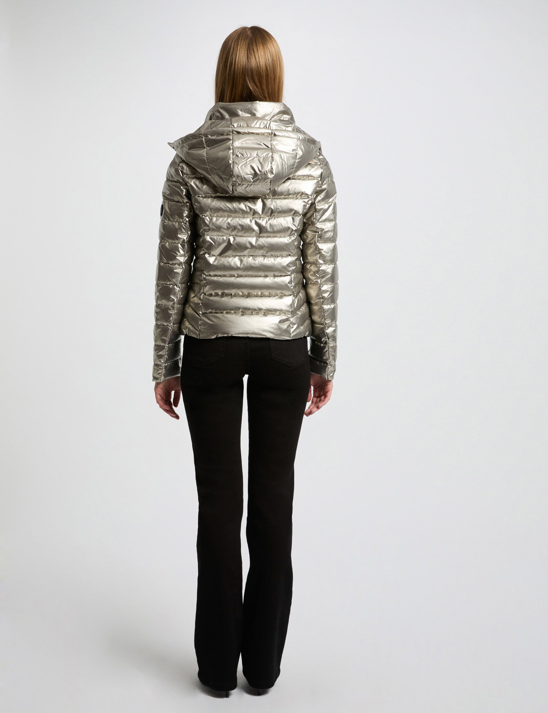 metallised padded jacket hood gold women Metallised padded jacket hood gold women