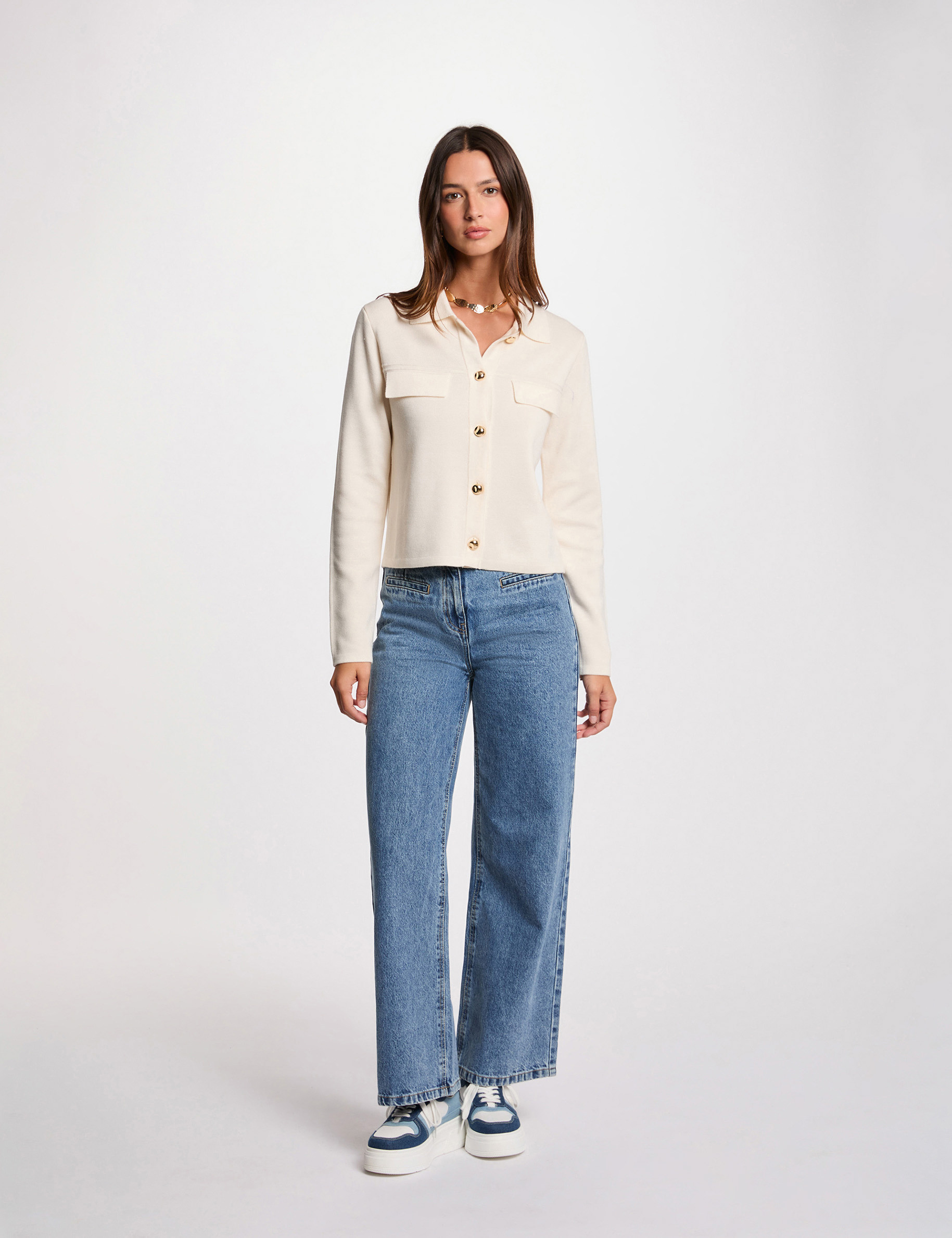 Long-sleeved cardigan ivory women
