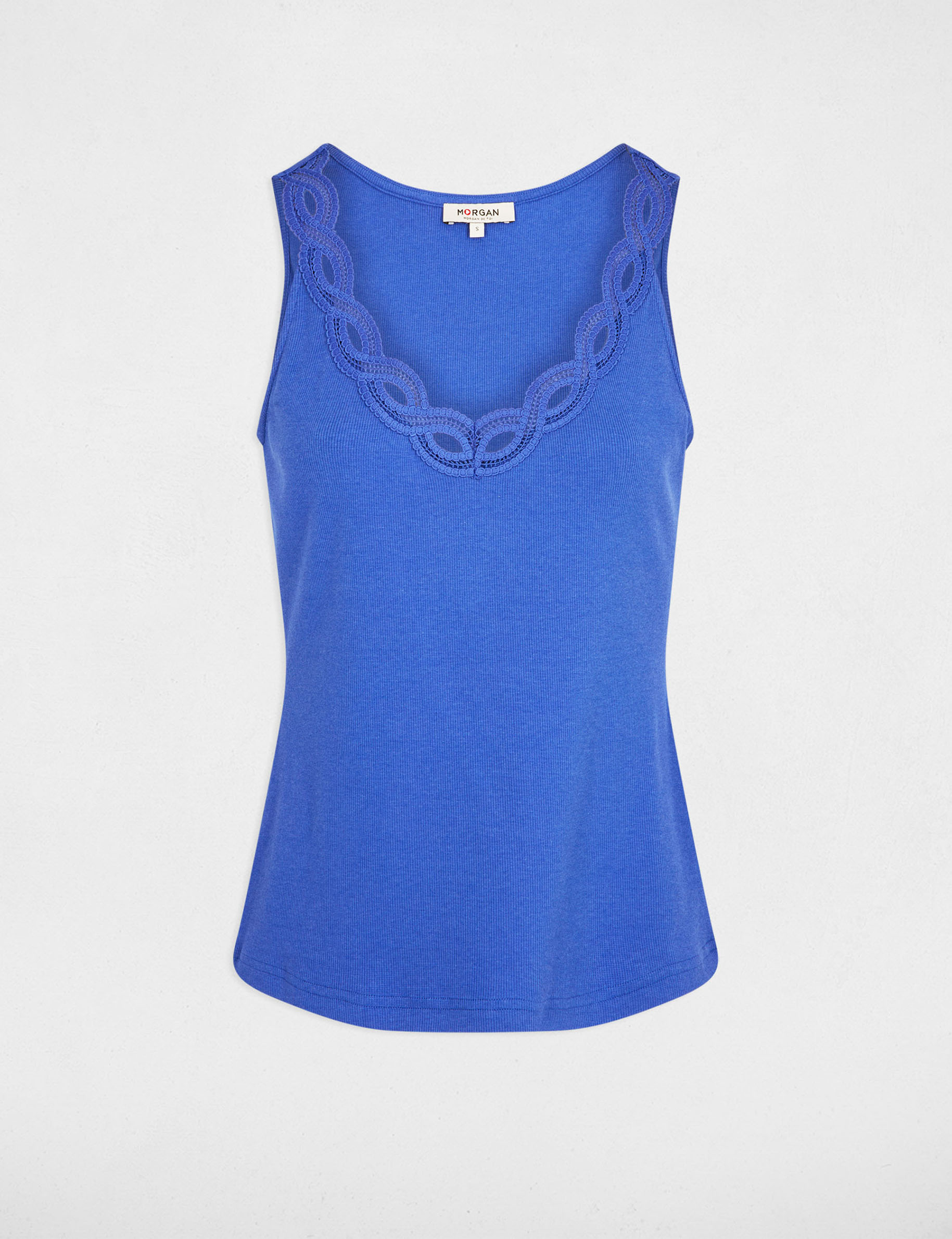 Fitted v-neck tank top blue women