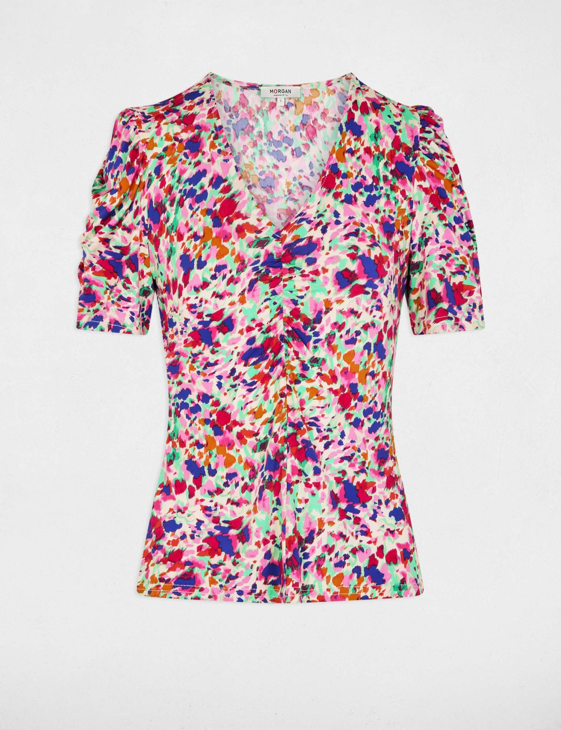 Fitted v-neck t-shirt multicolor women