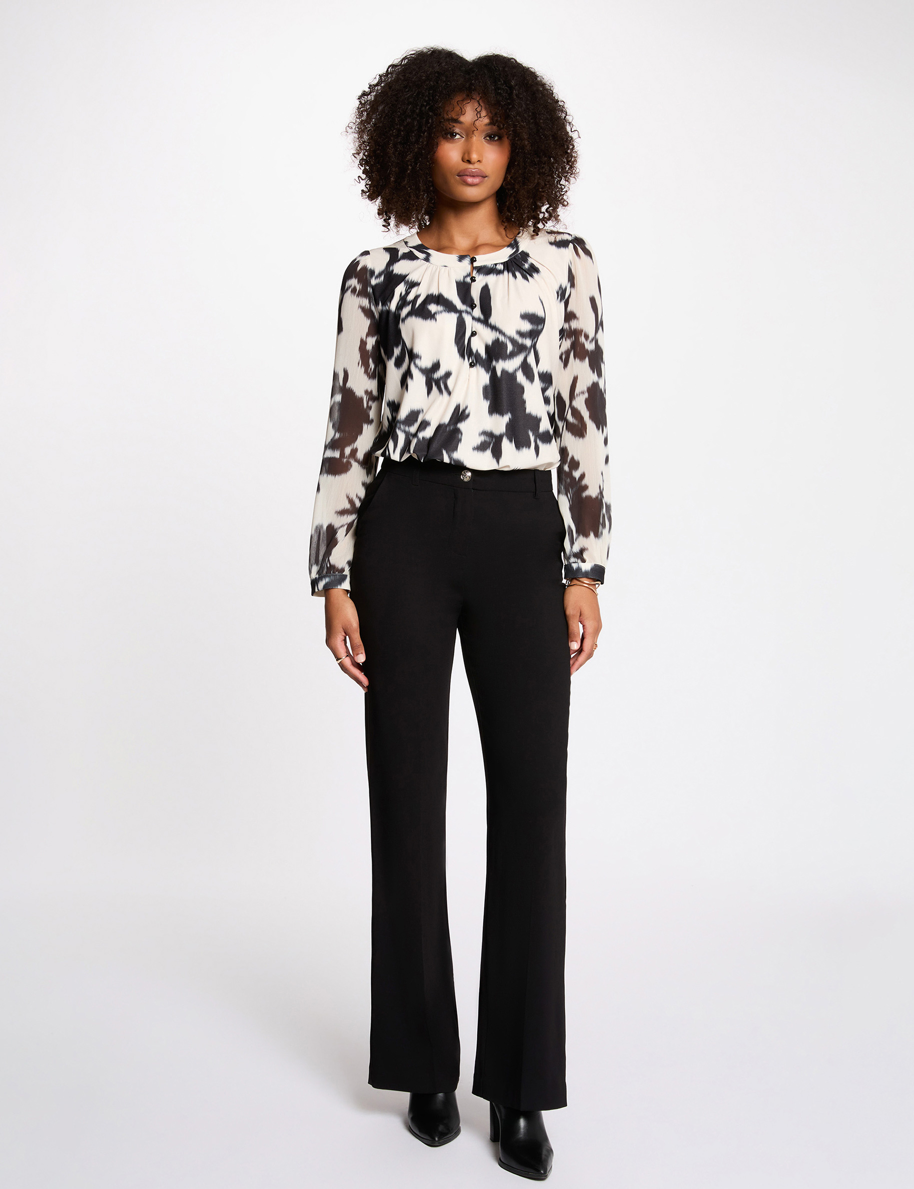 Long-sleeve voile t-shirt white women