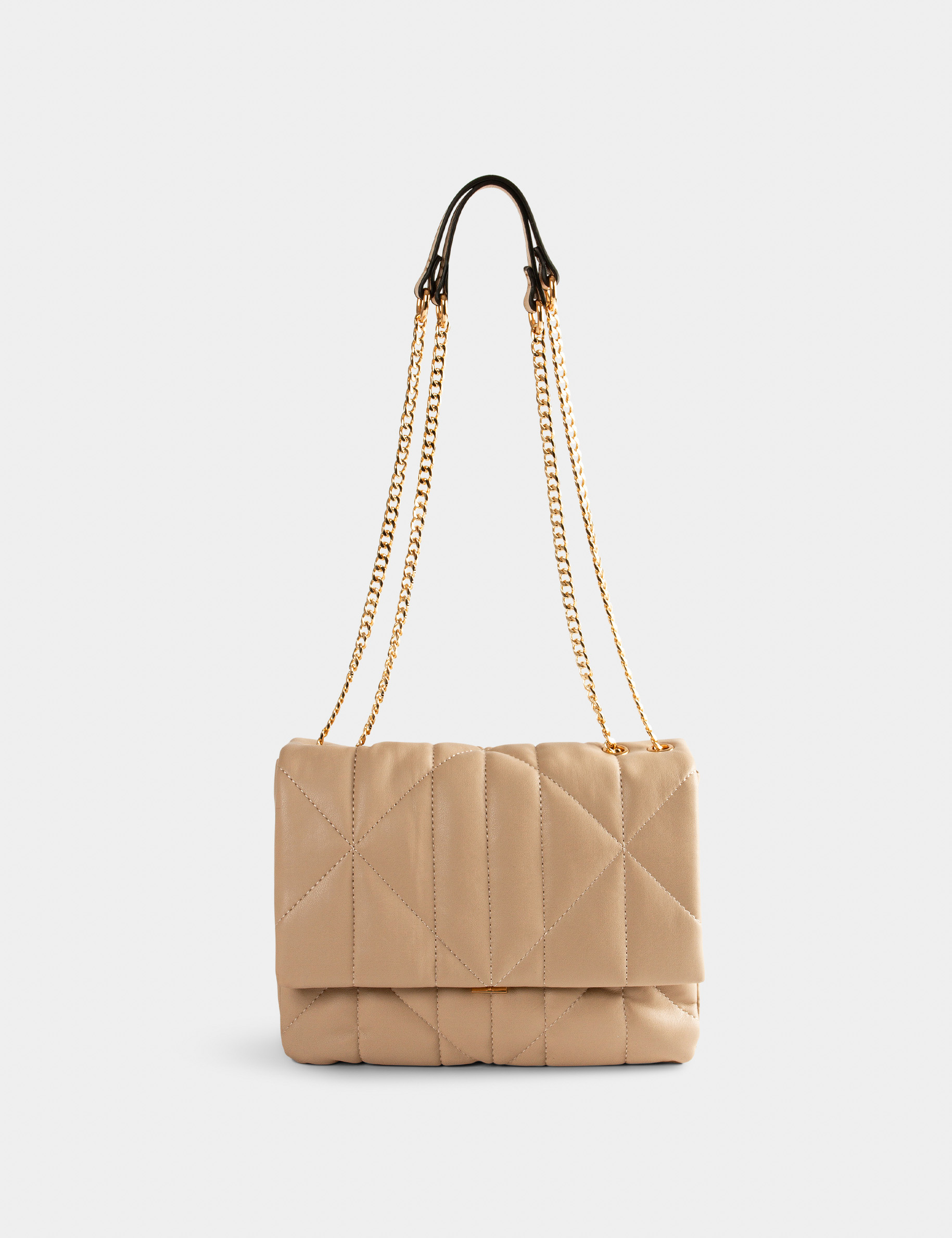 Clutch bag with quilted effect taupe ladies'