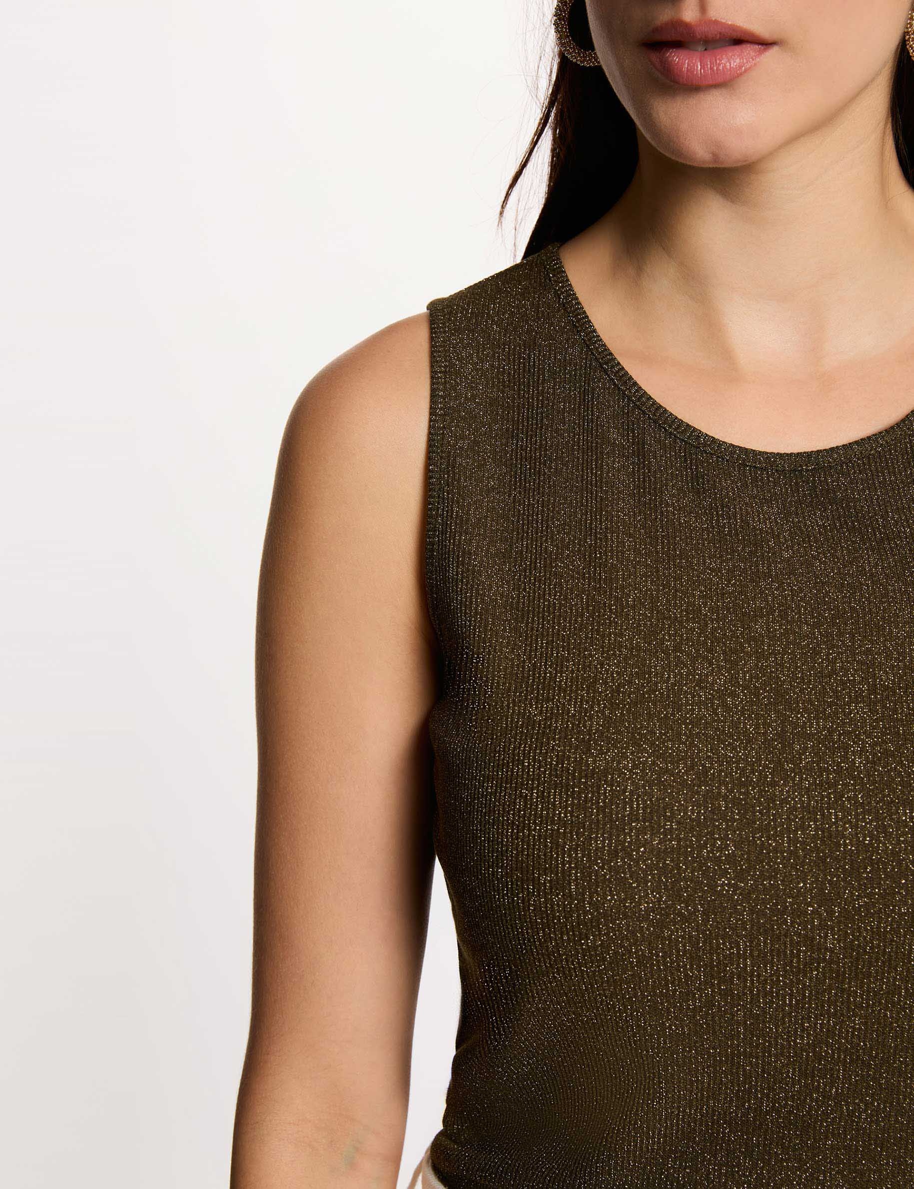 Sleeveless vest top khaki green women