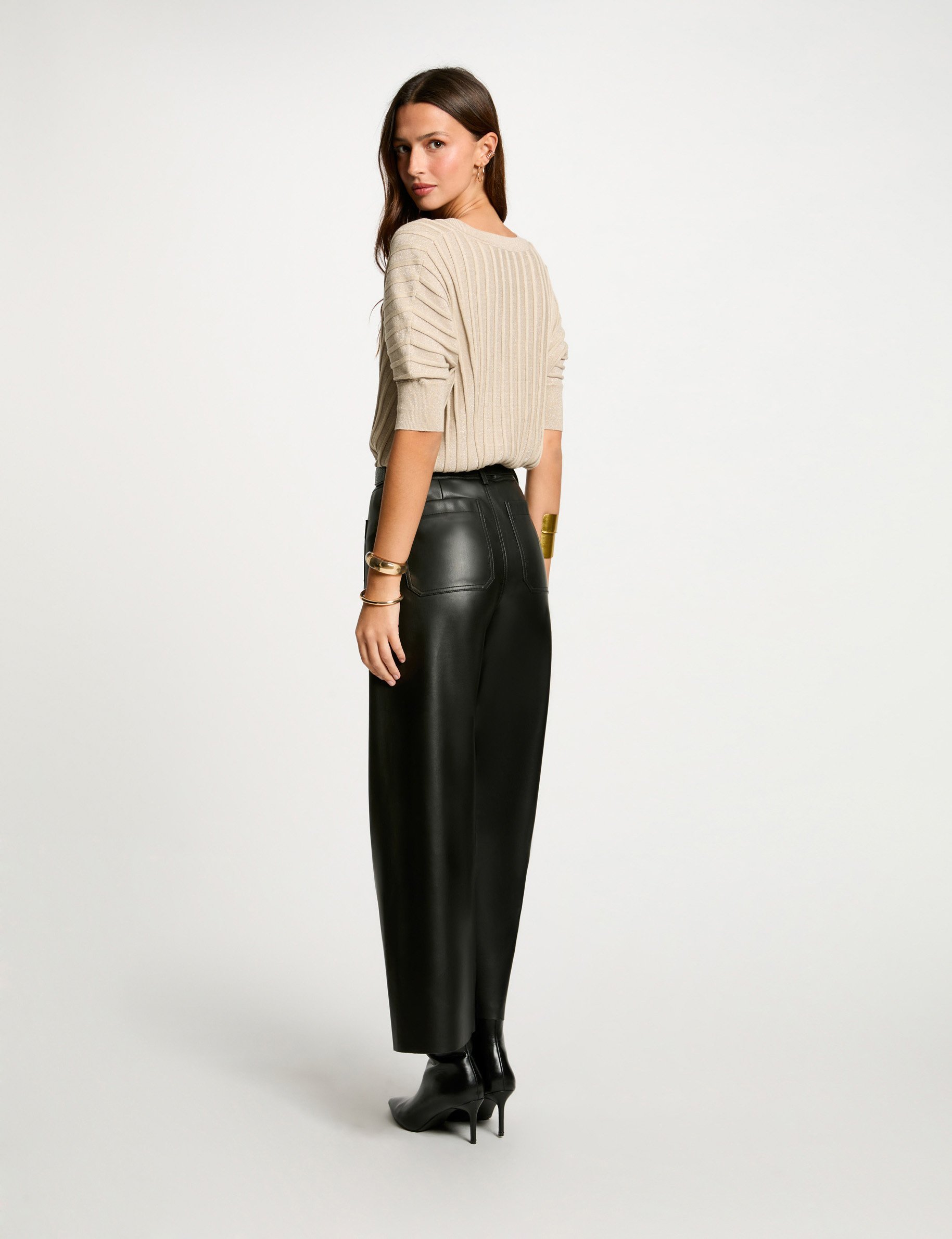 pull manches 34 col en v sable femme Pull manches 3/4 col en V sable femme
