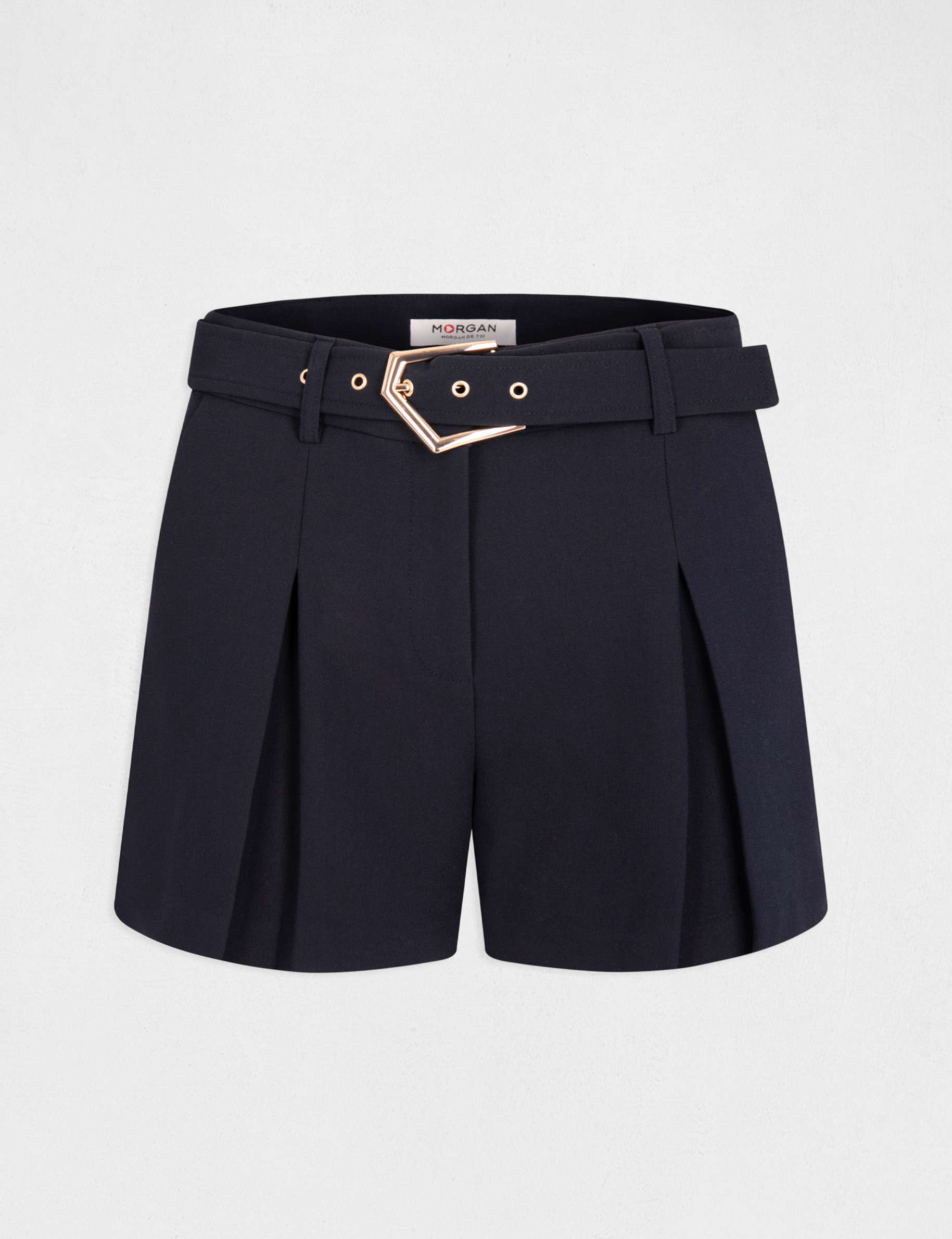 Belted paperbag city shorts navy ladies'