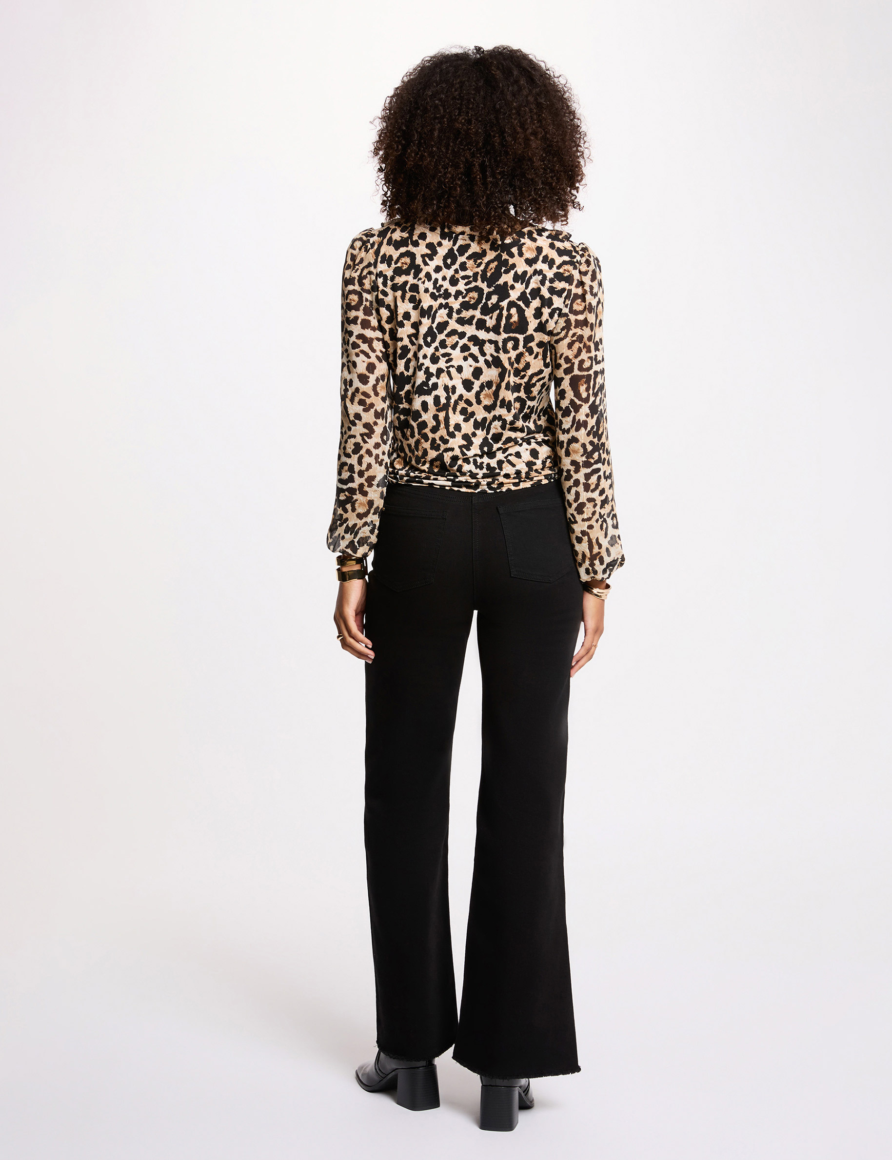 T-shirt voile col v multicolore femme