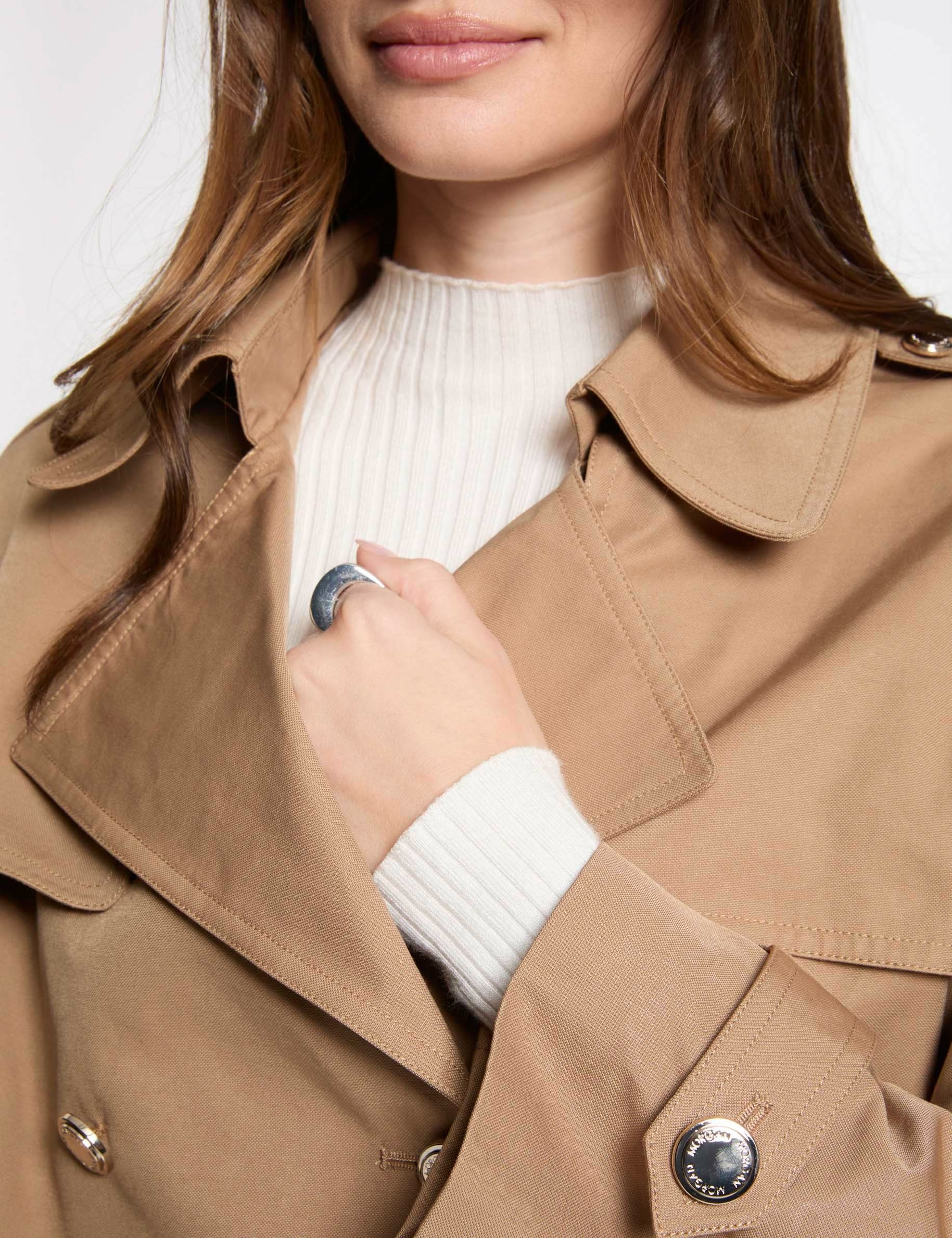 buttoned short trenchcoat camel women Buttoned short trenchcoat camel women