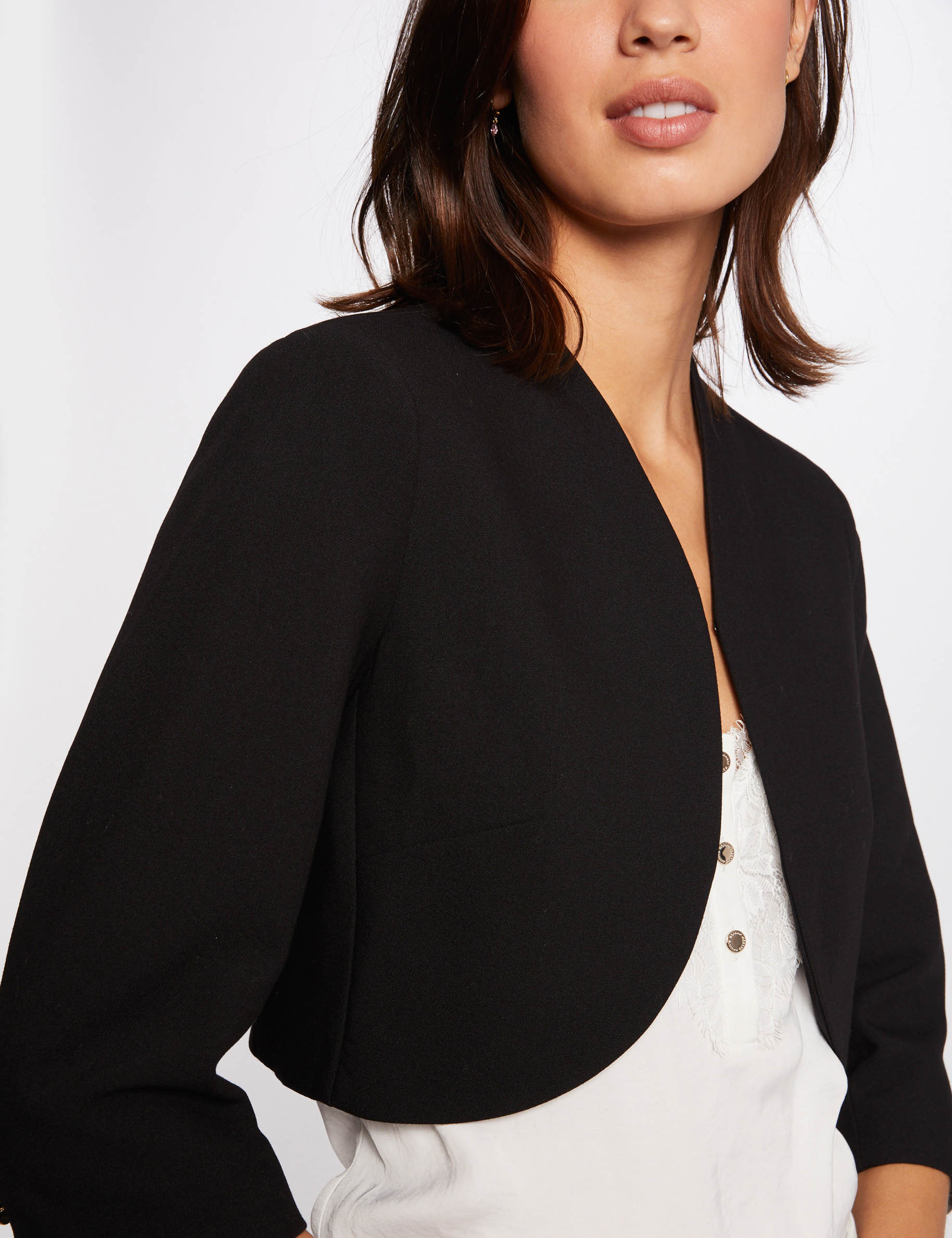 straight jacket with 34 length sleeves black women Straight jacket with 3/4-length sleeves black women