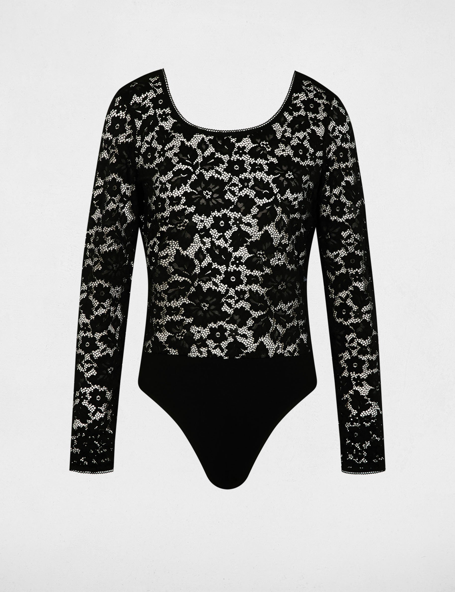 Lace bodysuit with neckline black women