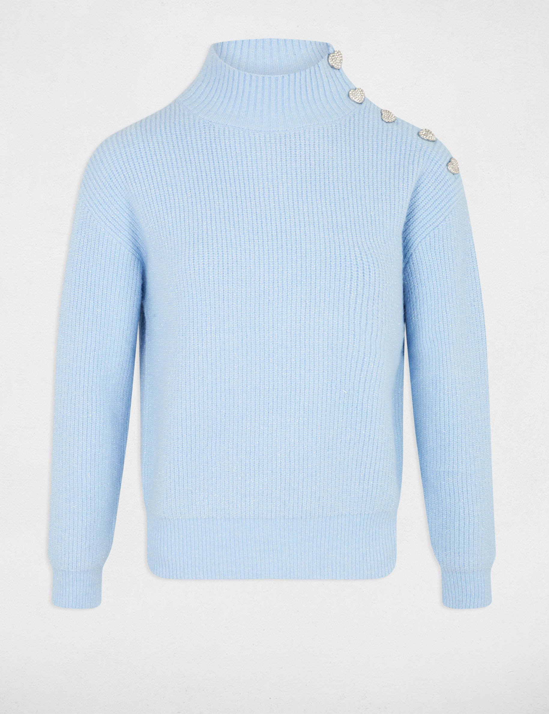 Long-sleeved jumper with buttons sky blue women