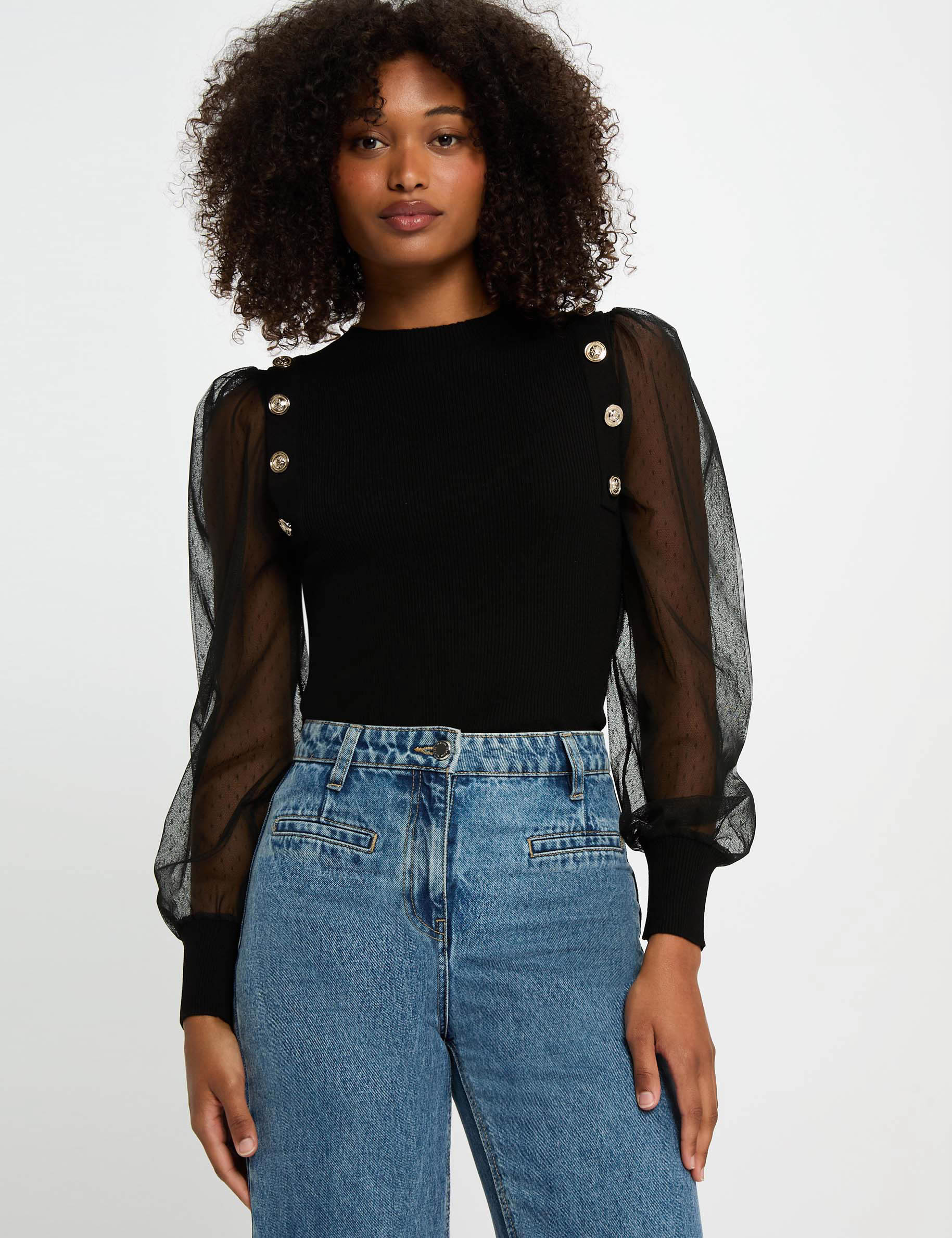 Jumper high collar black women