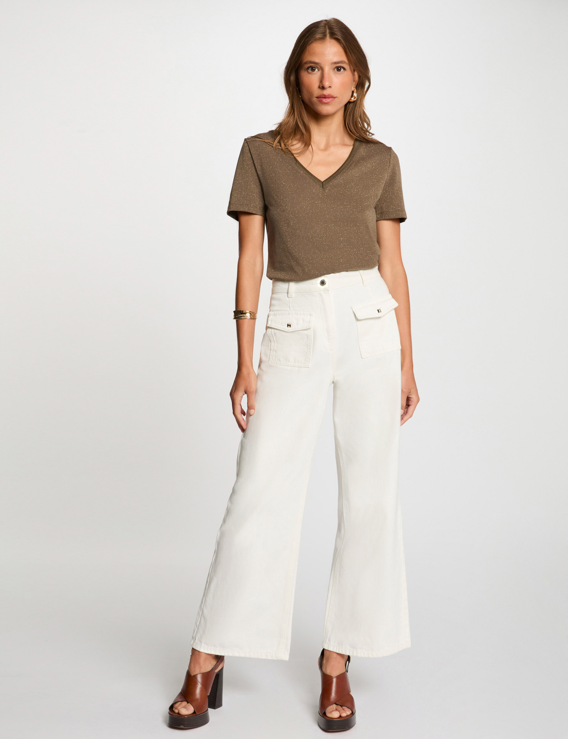 short sleeved t shirt khaki green women Short-sleeved t-shirt khaki green women
