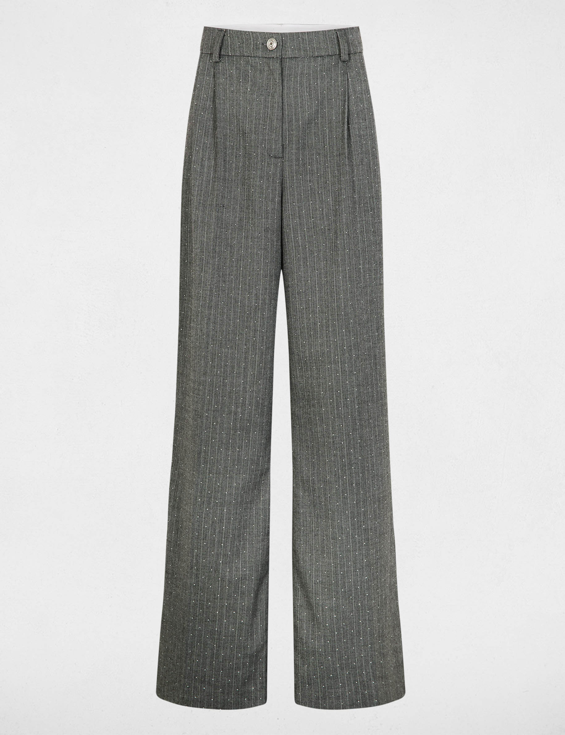 Striped straight trousers mid-grey women