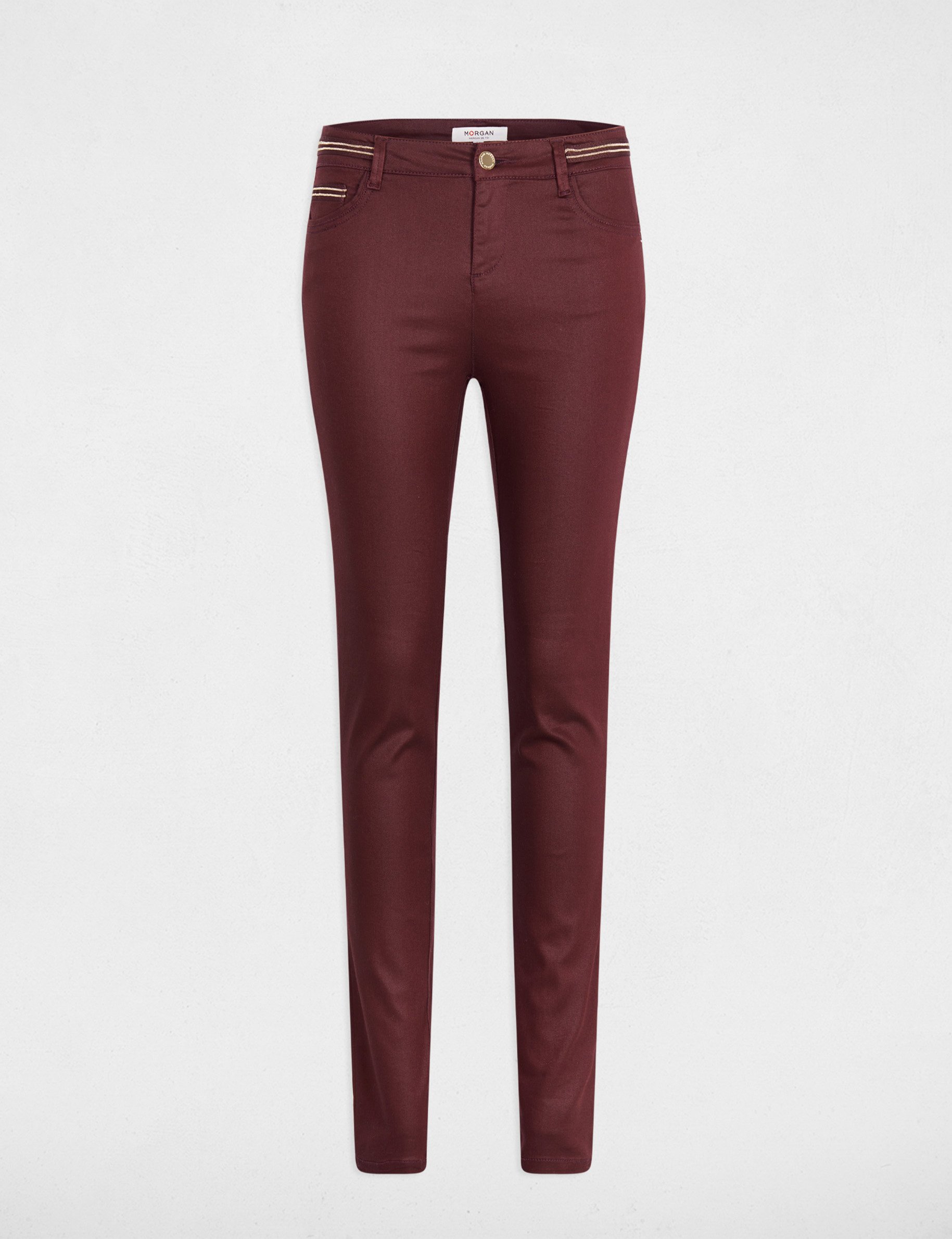 slim trousers with wet effect plum women Slim trousers with wet effect plum women