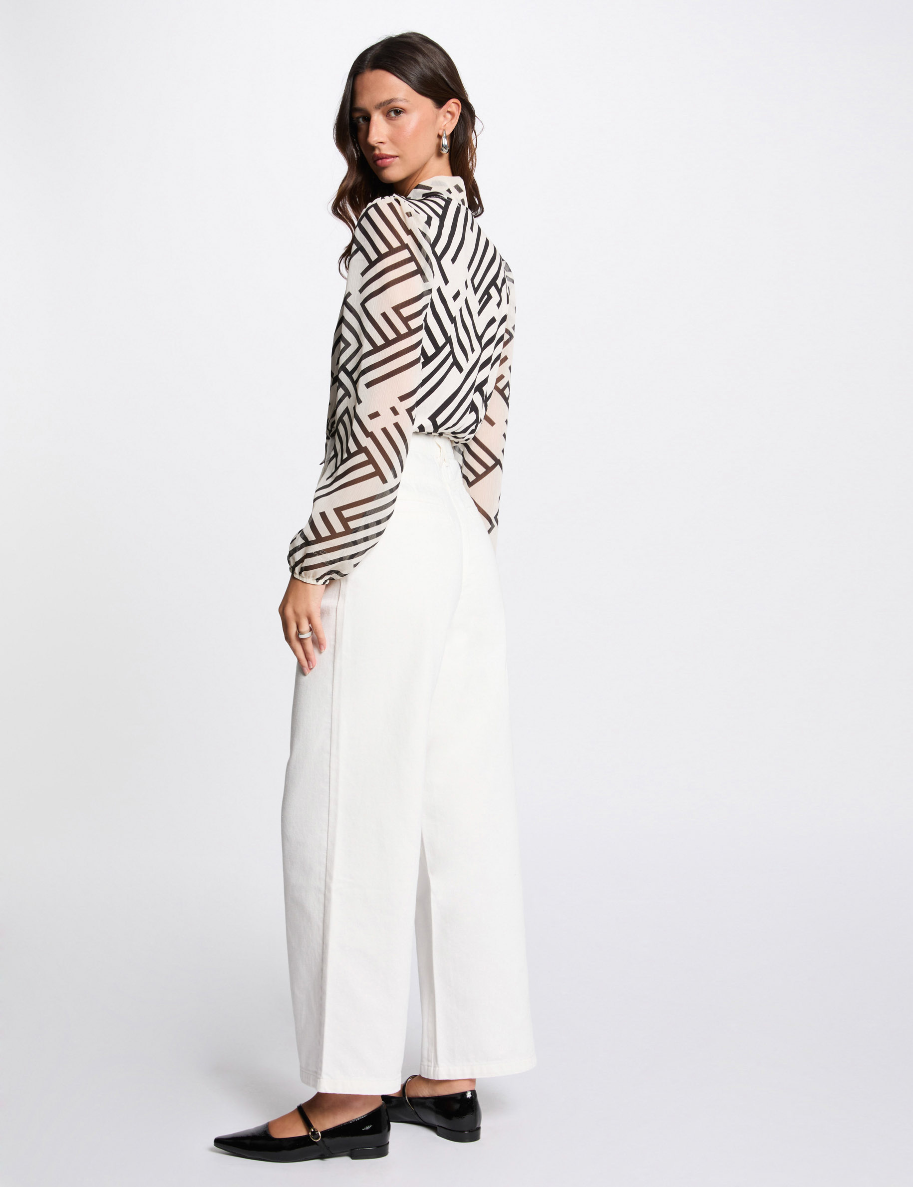 printed top long sleeves white women Printed top long sleeves white women