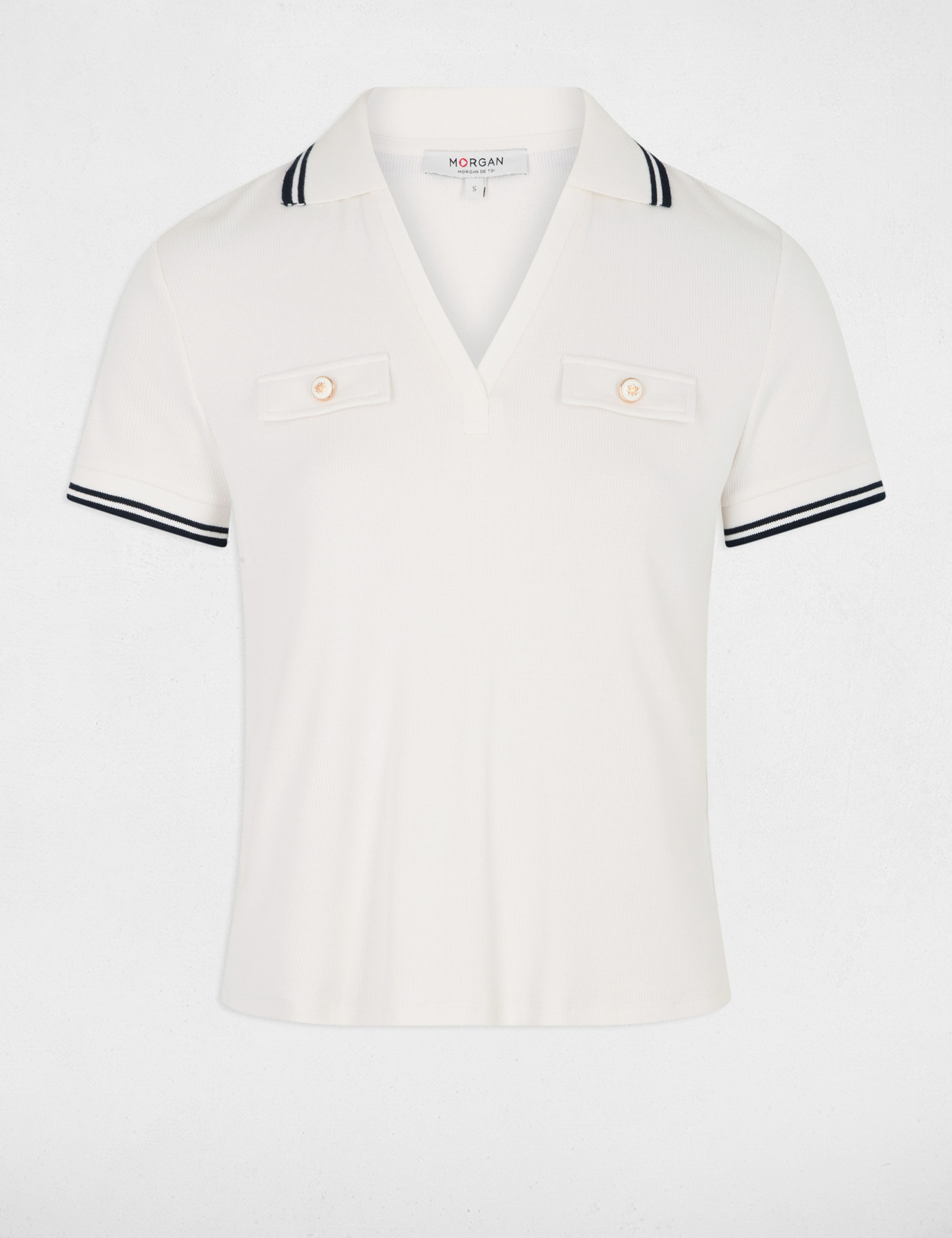 Fitted polo t-shirt white women
