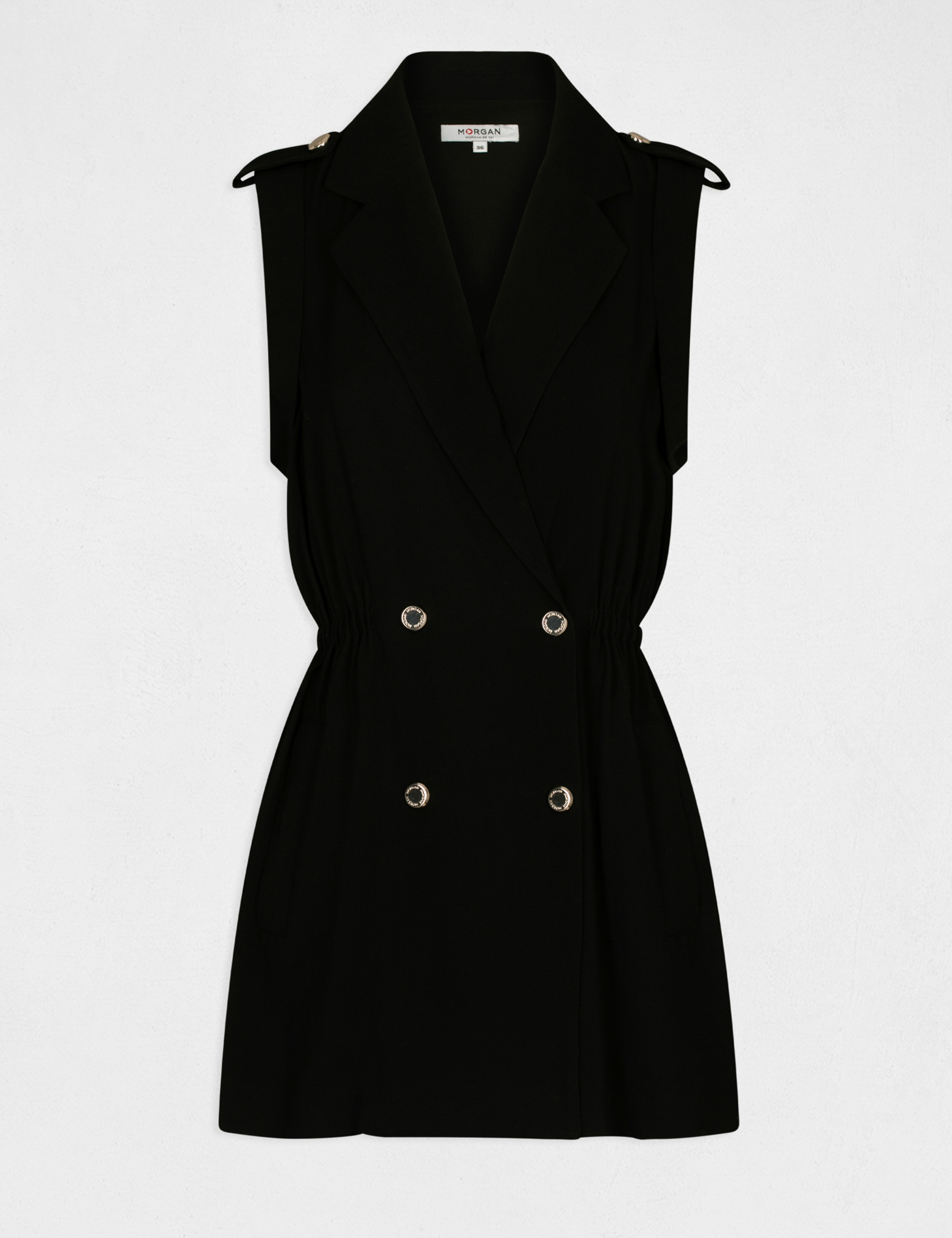 Straight playsuit with buttons black ladies'