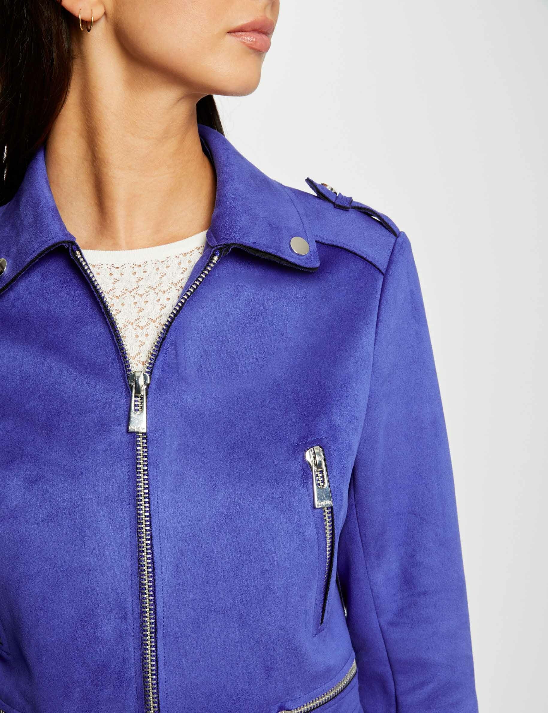 Straight jacket with suede effect electric blue women Morgan