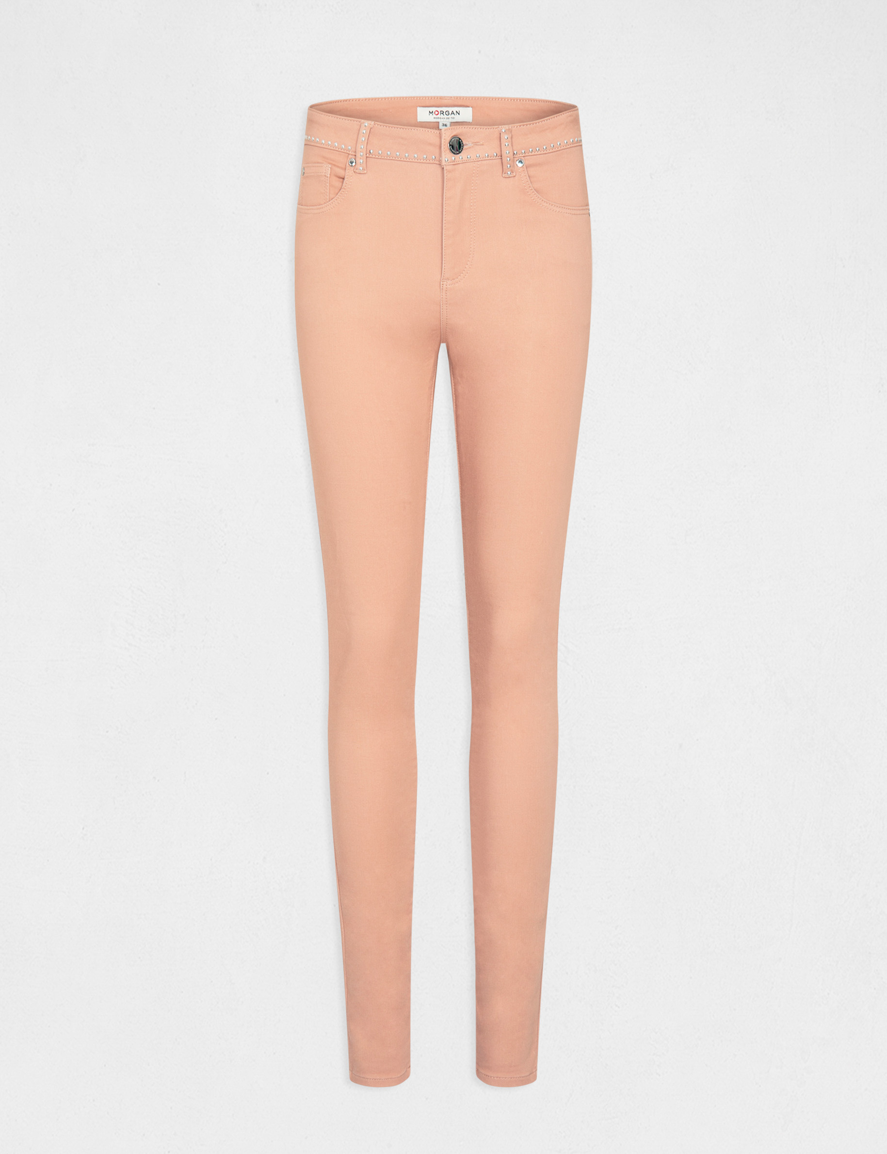 Slim trousers with studs antique pink ladies'