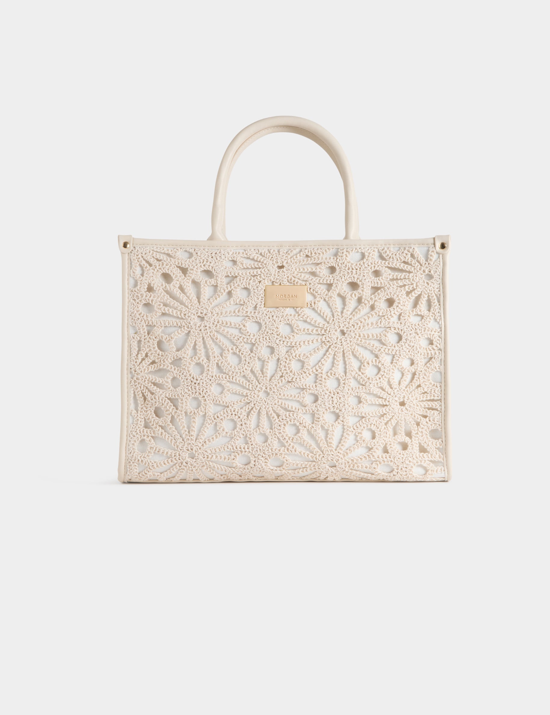 Embroidered tote bag ivory women