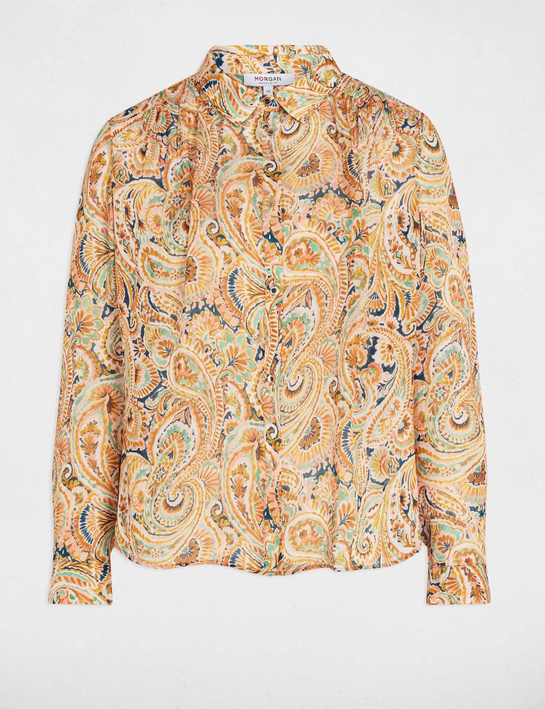 Satin top with lapel collar multicolor women