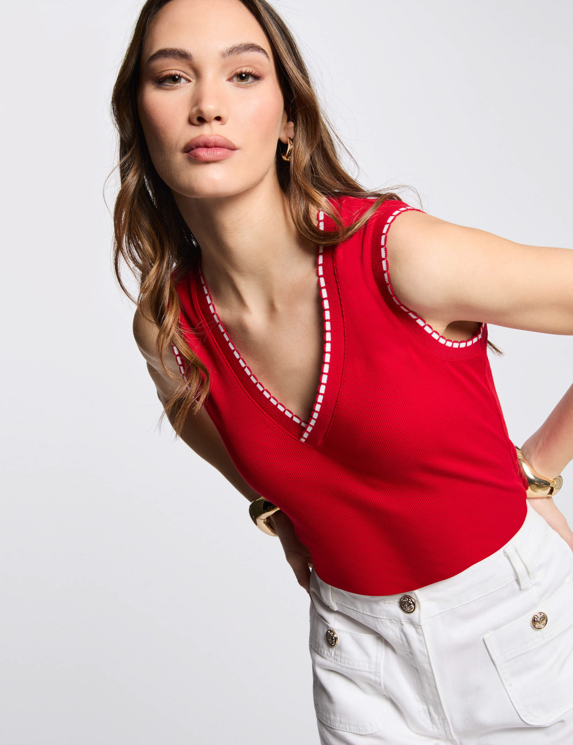 sleeveless vest top red women Sleeveless vest top red women