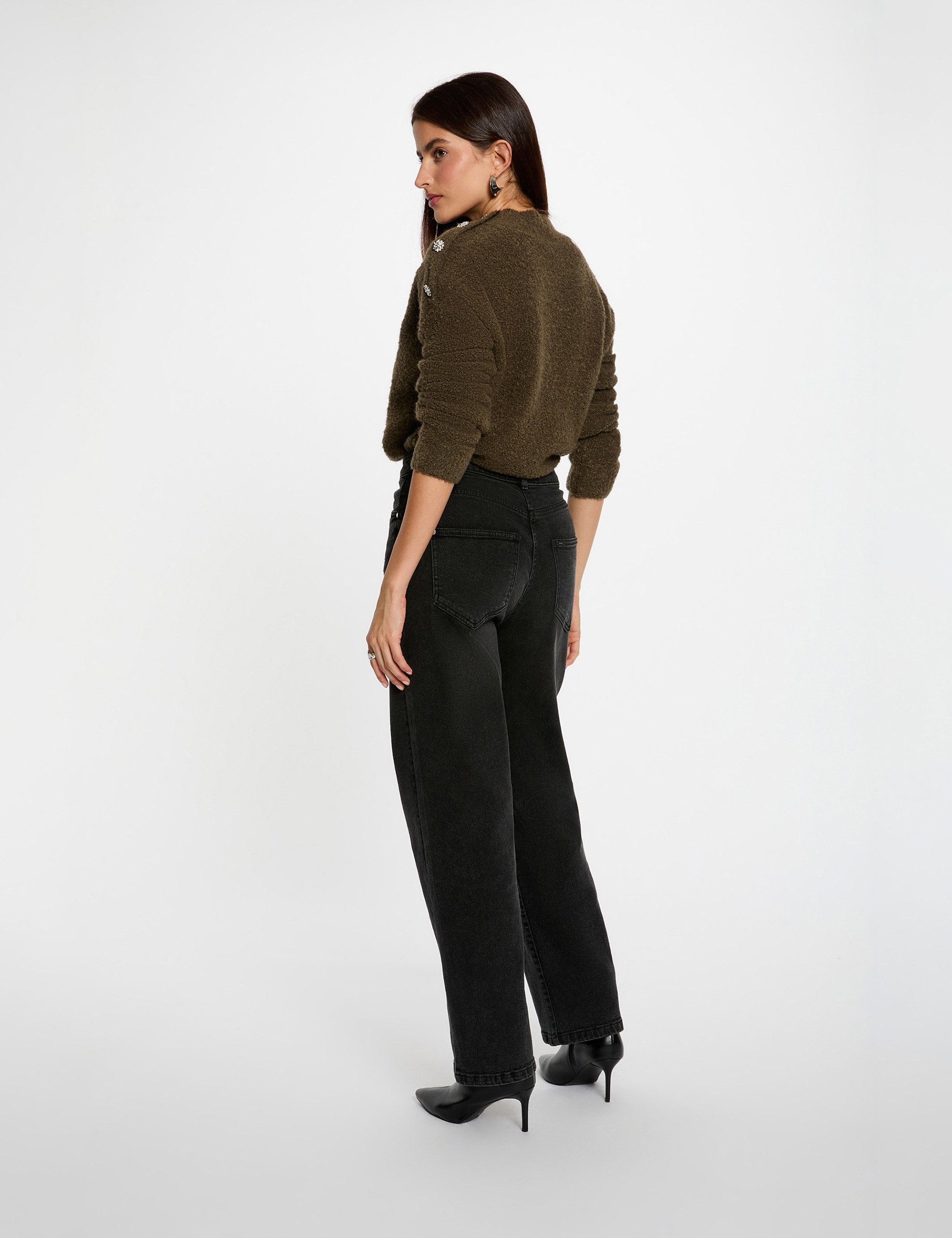 jumper high collar and buttons khaki green women Jumper high collar and buttons khaki green women