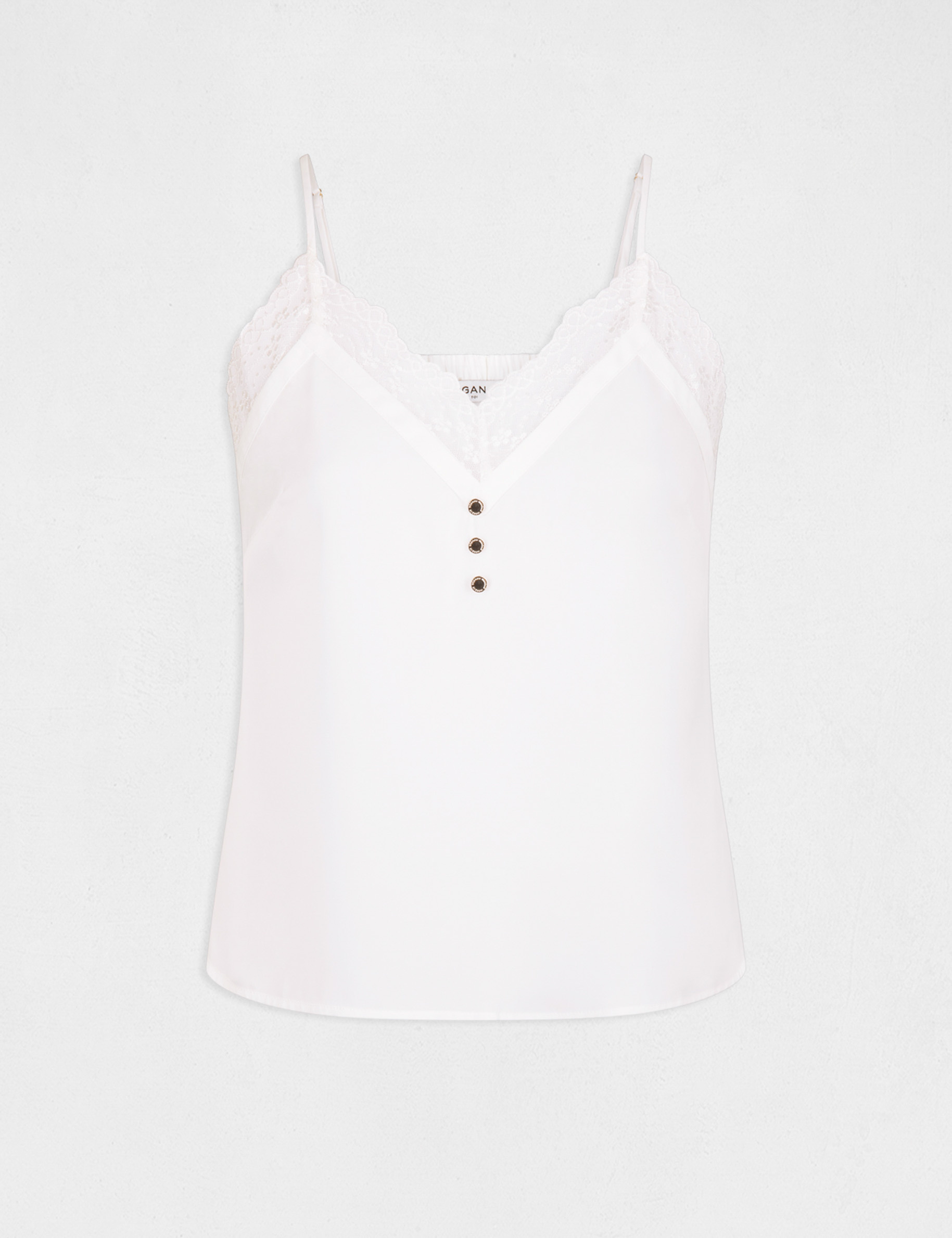 Vest top with thin straps and buttons ecru ladies'