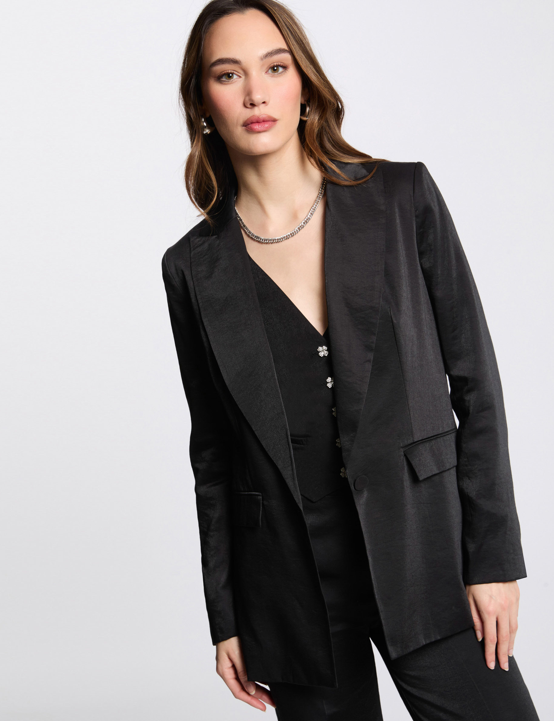 Suede blazer black women