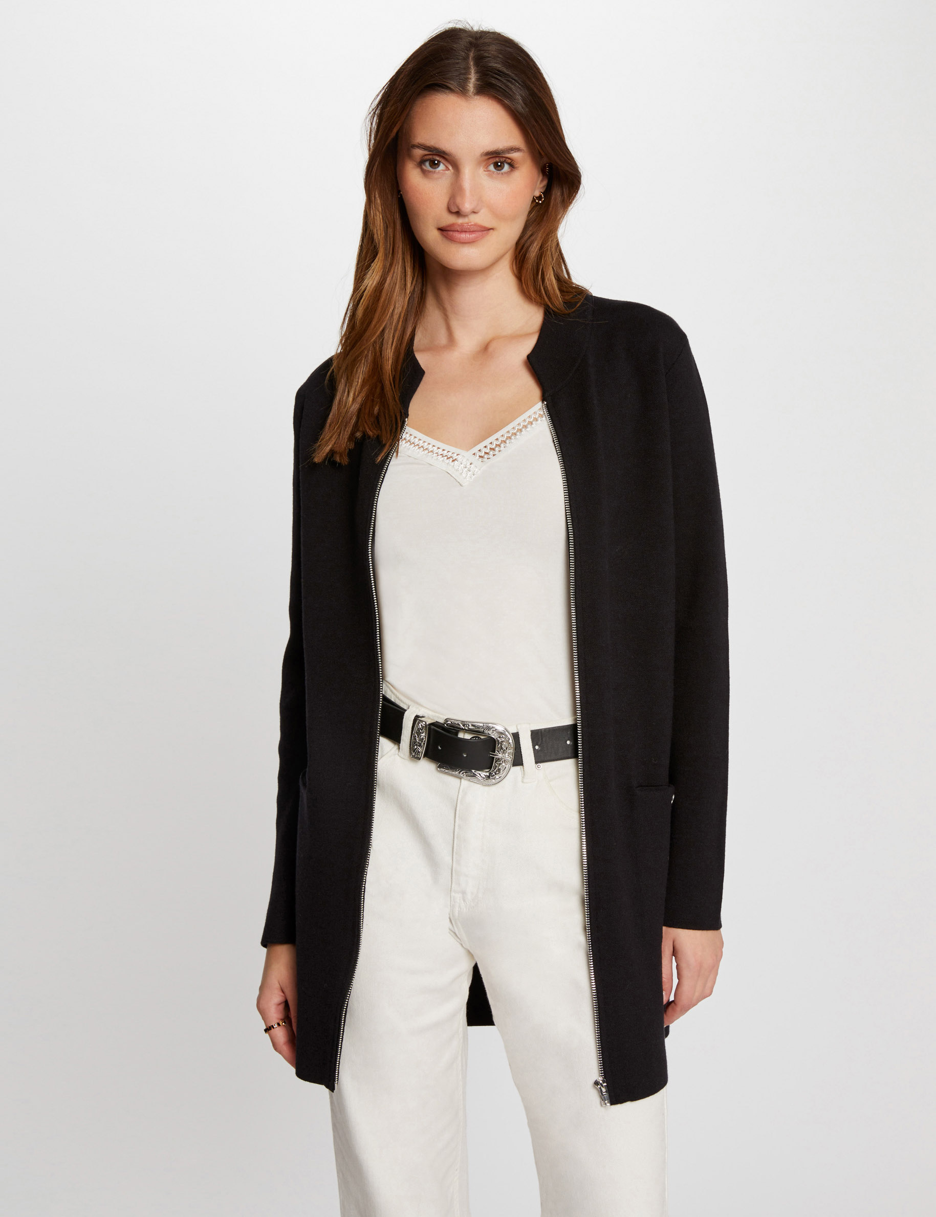 Long cardigan long sleeves black women Morgan