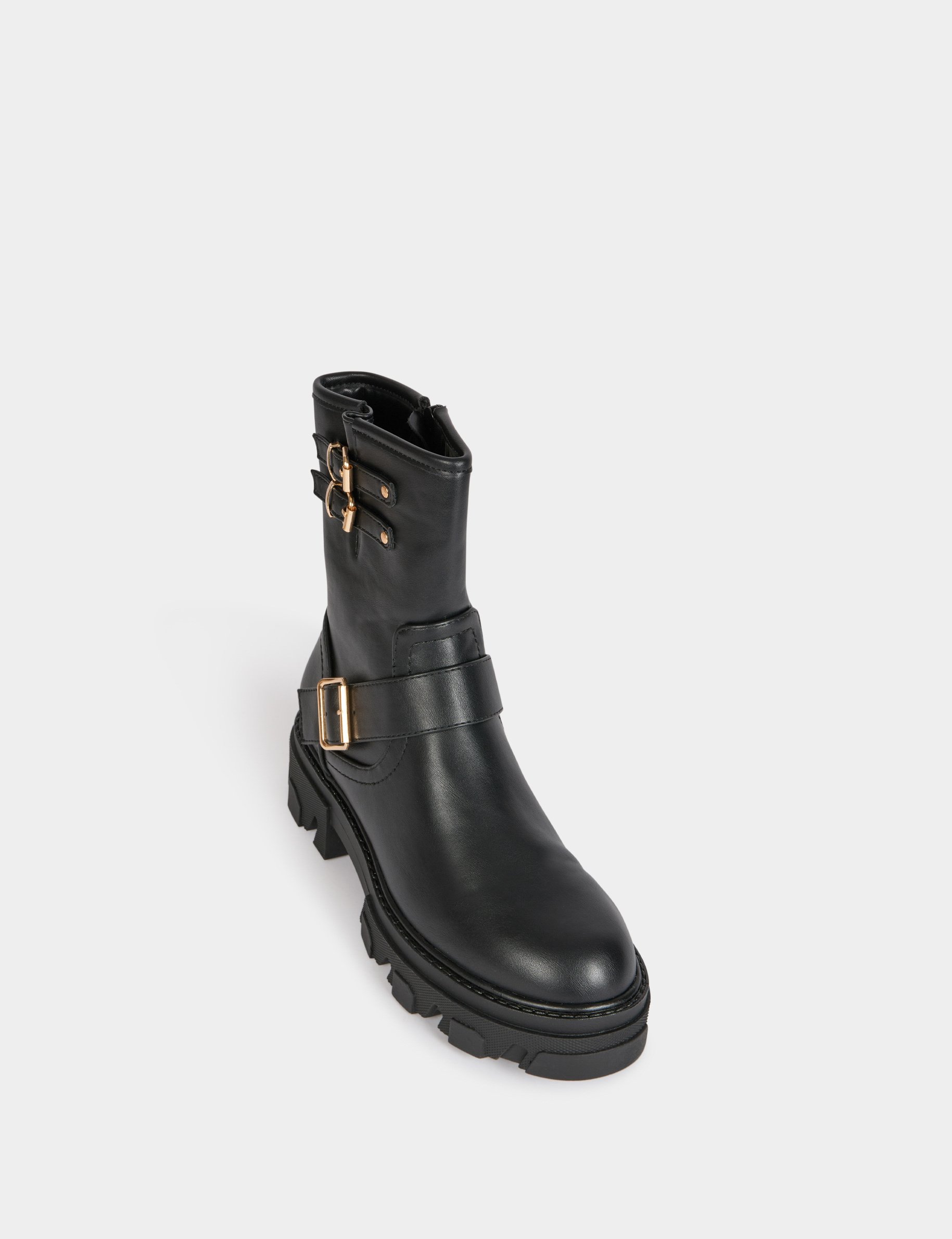 Biker boots with buckles black women