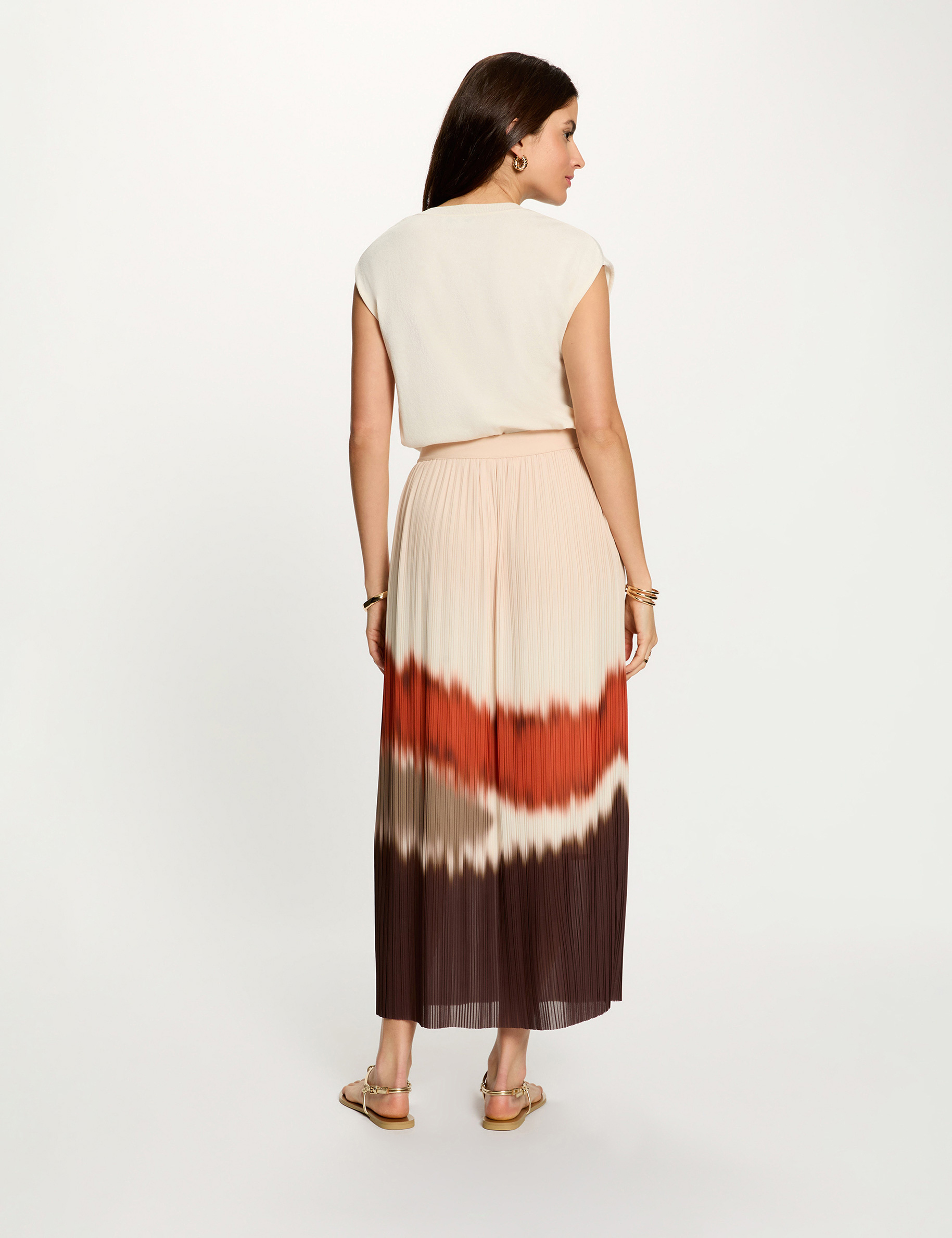 Pleated long skirt multicolor women