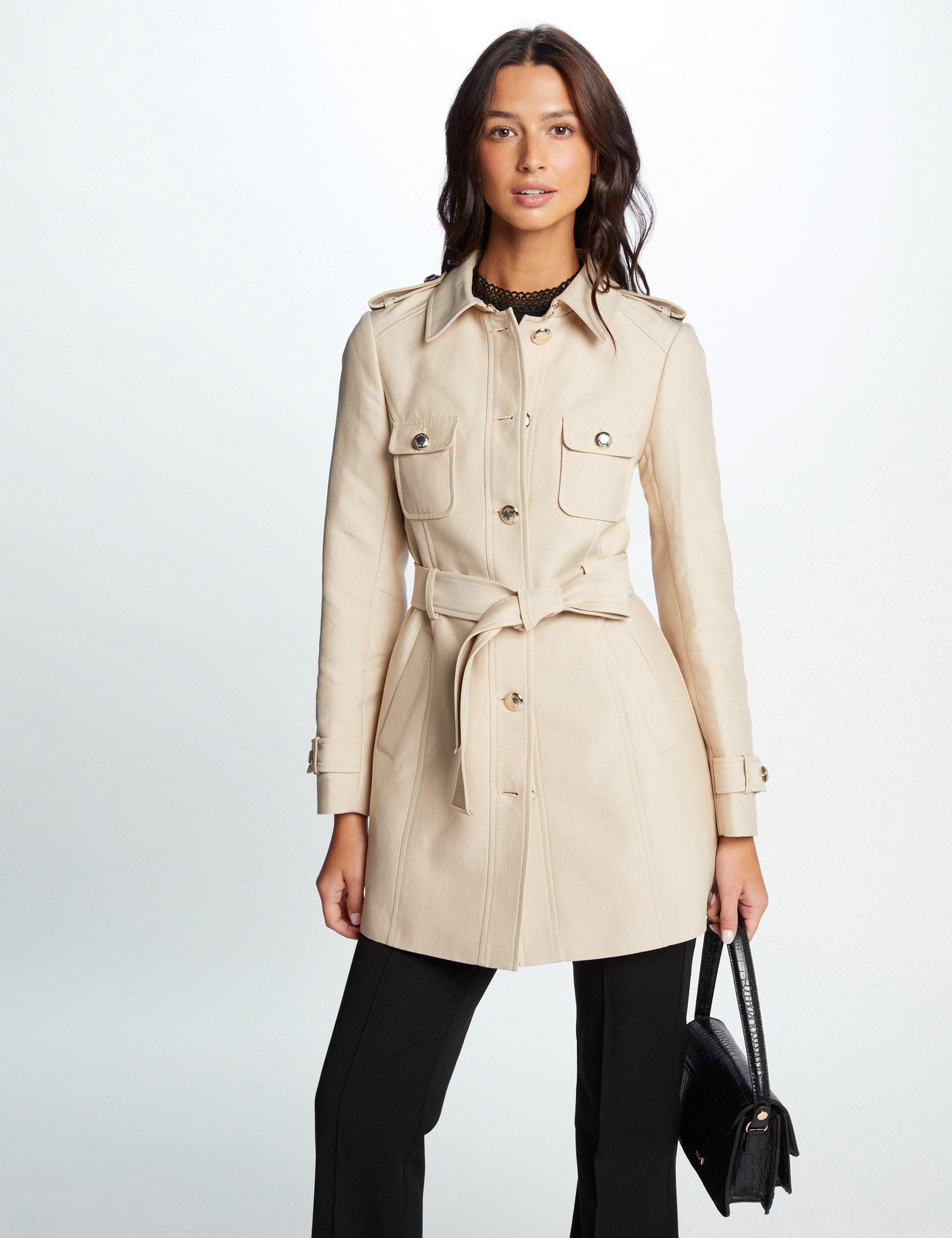 Straight belted trenchcoat beige ladies'