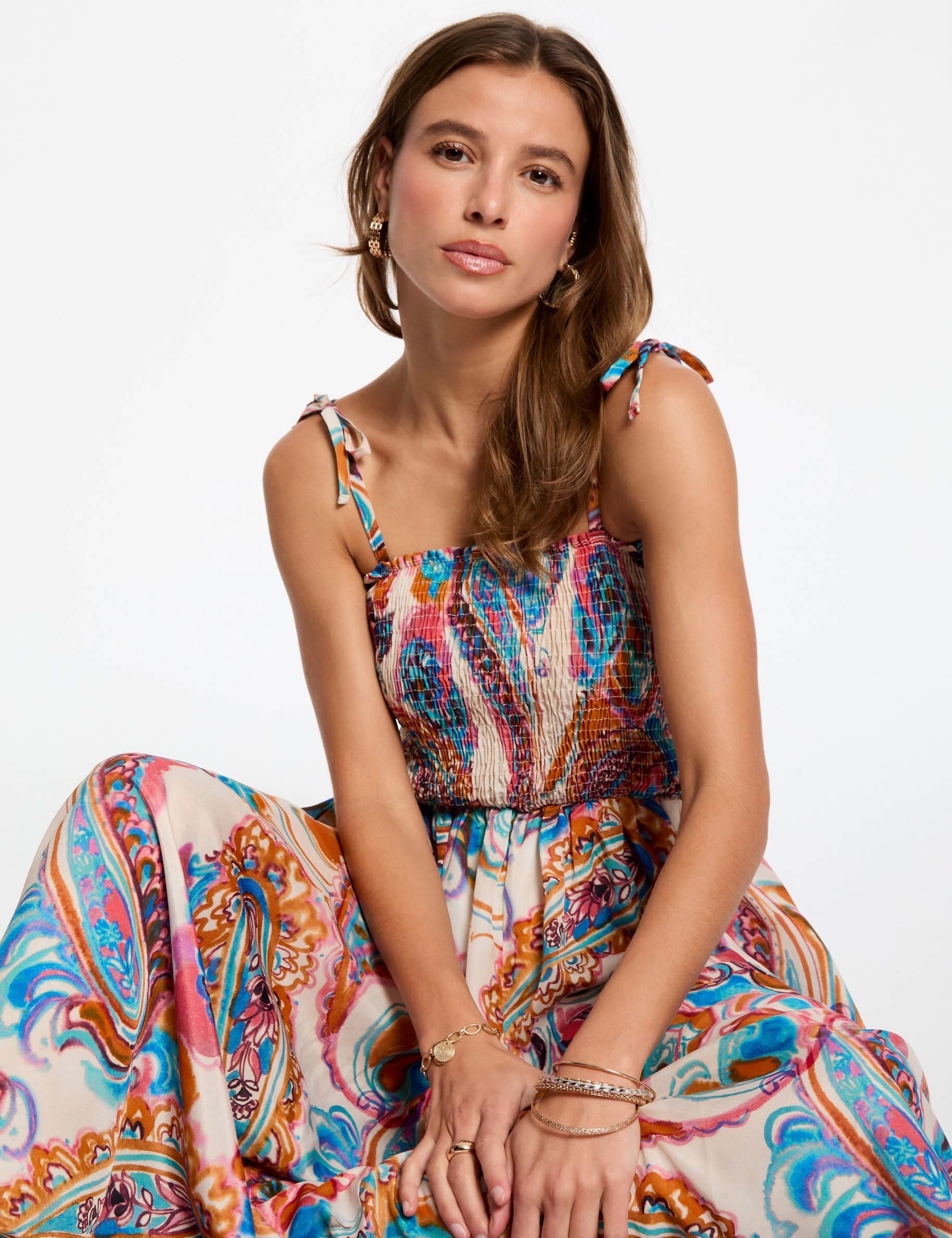 Printed maxi straight dress multicolor women