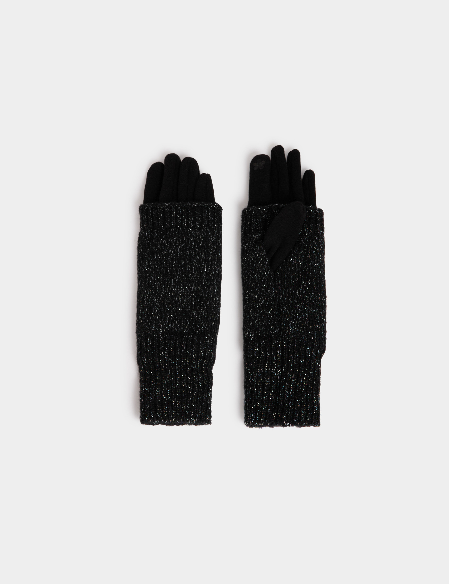 Metallic fingerless gloves black women