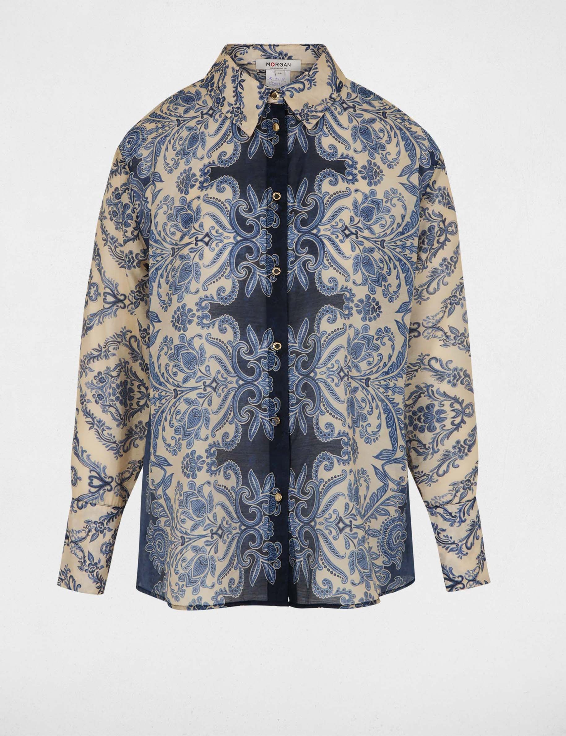 Printed shirt with notched collar multicolor women