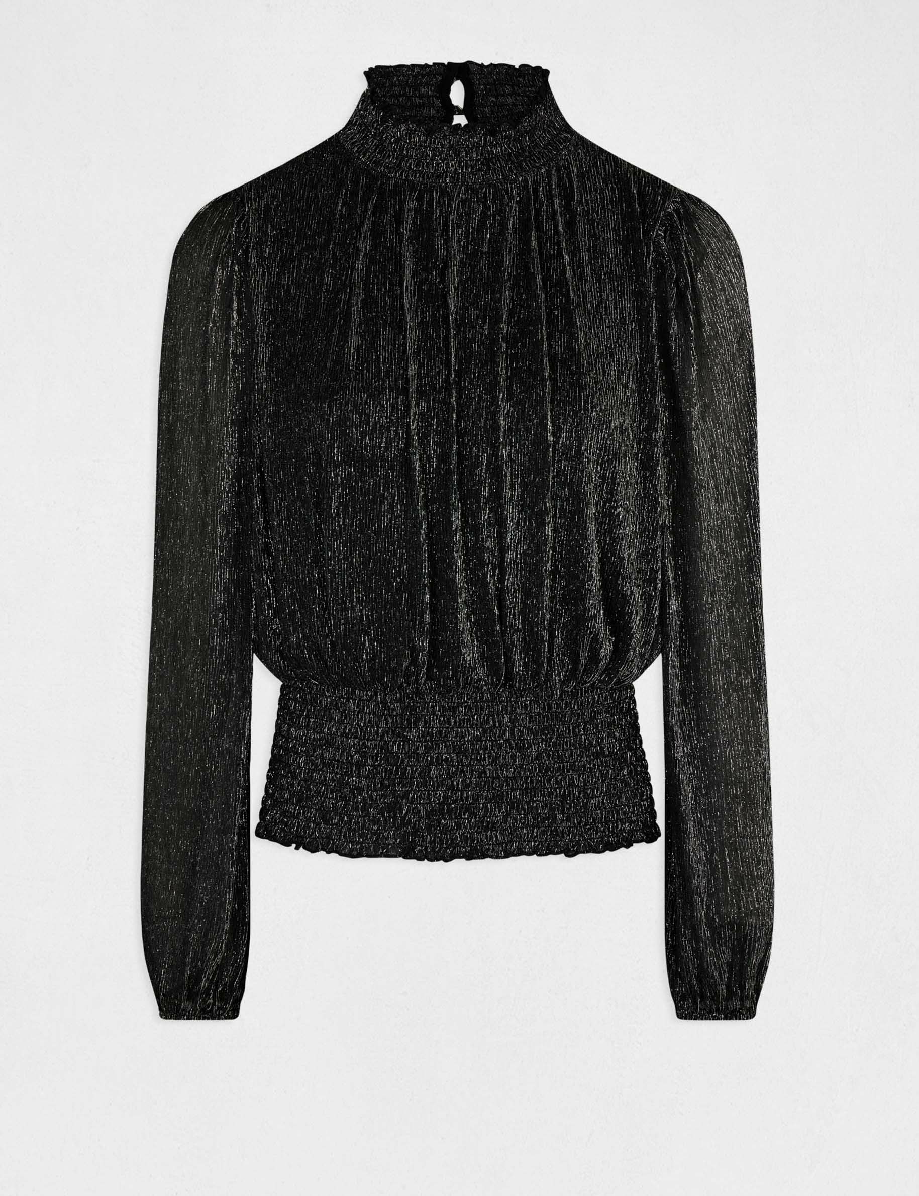 long sleeved t shirt metallised threads black women Long-sleeved t-shirt metallised threads black women