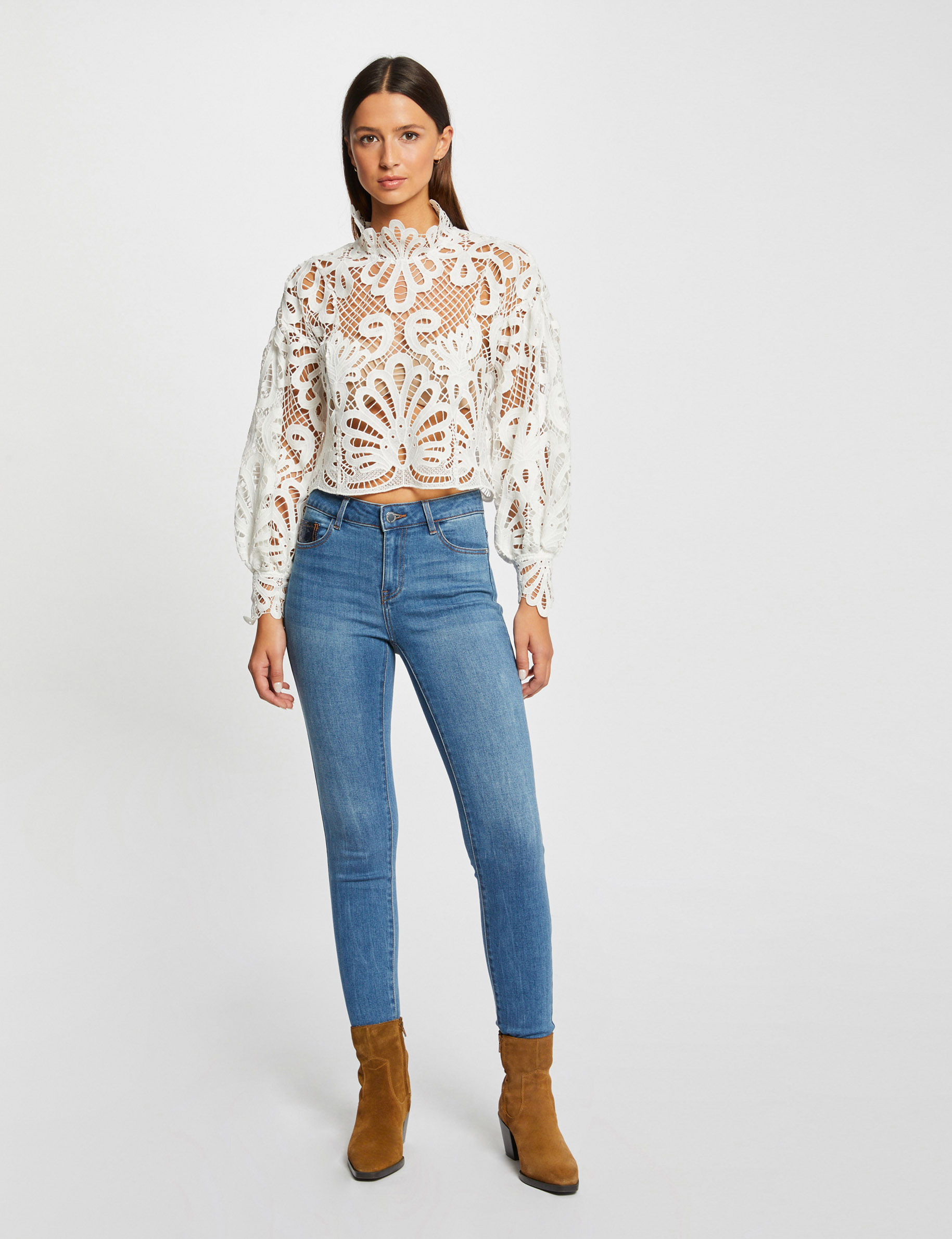 Skinny jeans with sequins details stone denim ladies'