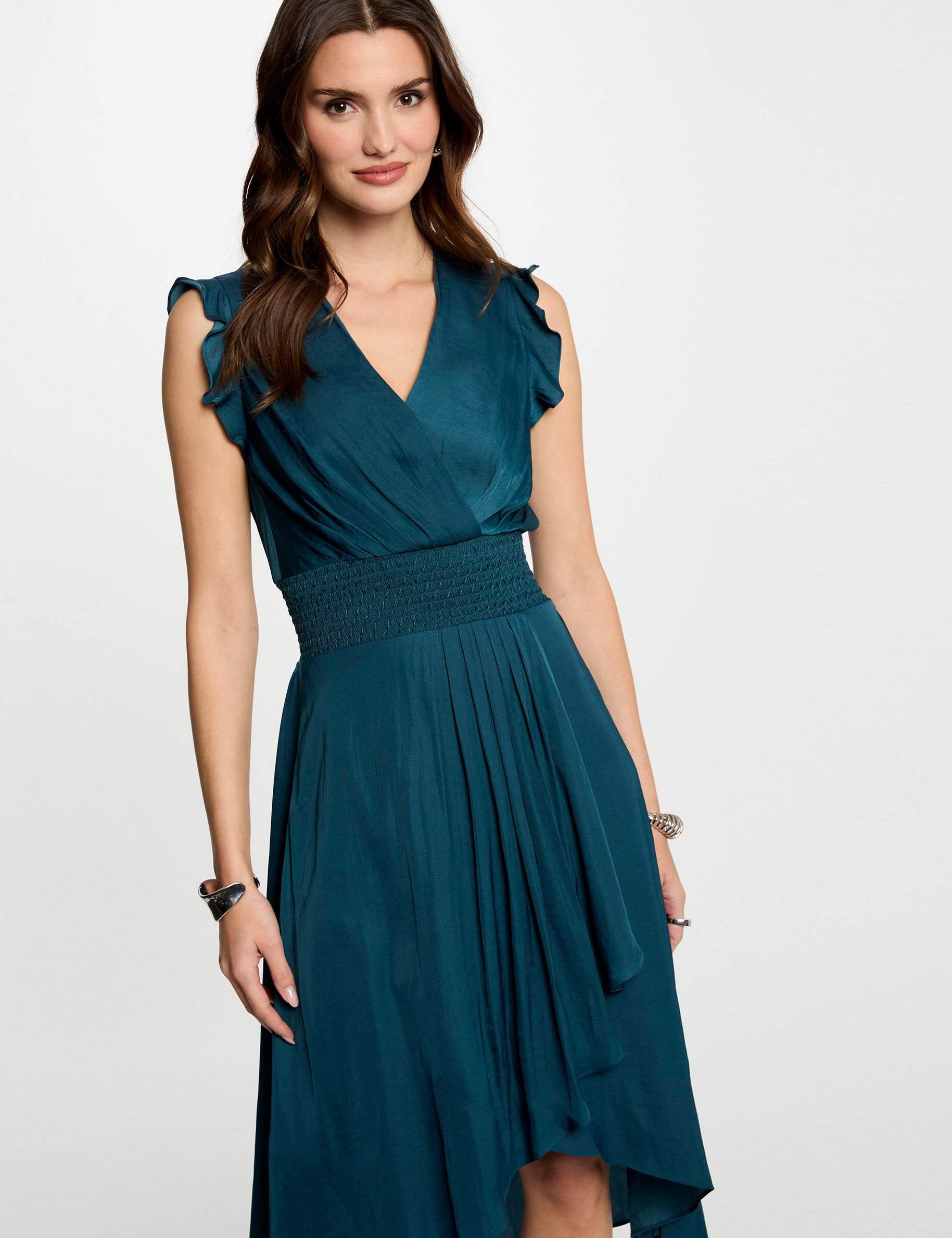 robe droite fluide sans manches bleu petrole femme Robe droite fluide sans manches bleu pétrole femme