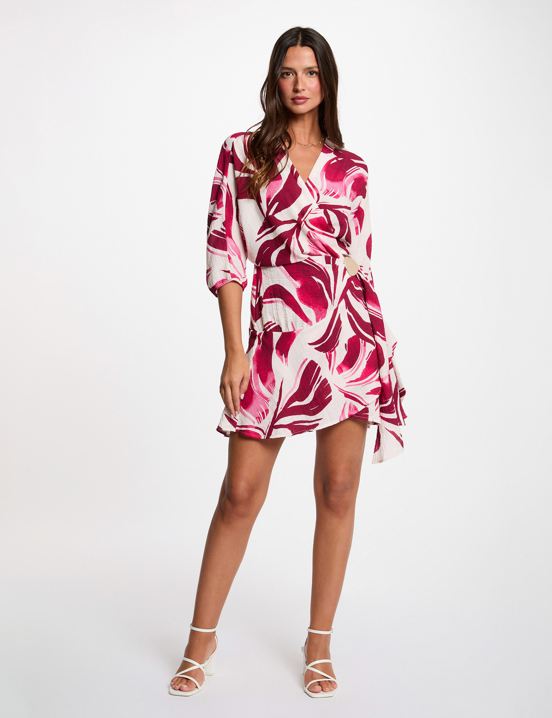 Pleated wrap dress multicolor women