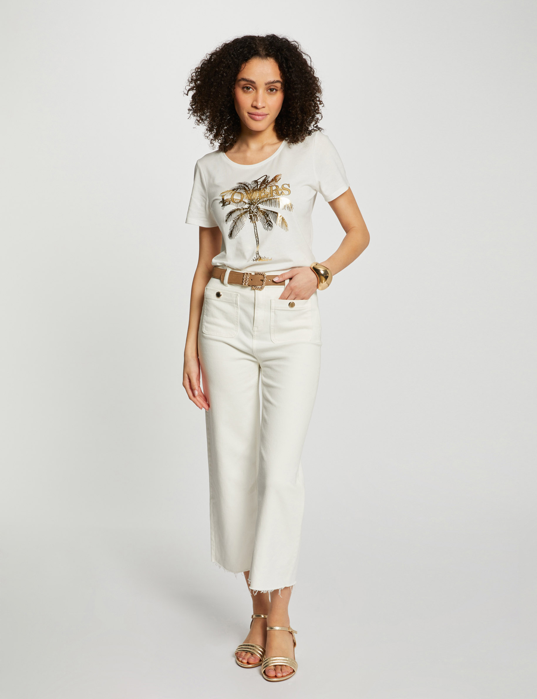 t shirt with message ecru women T-shirt with message ecru women