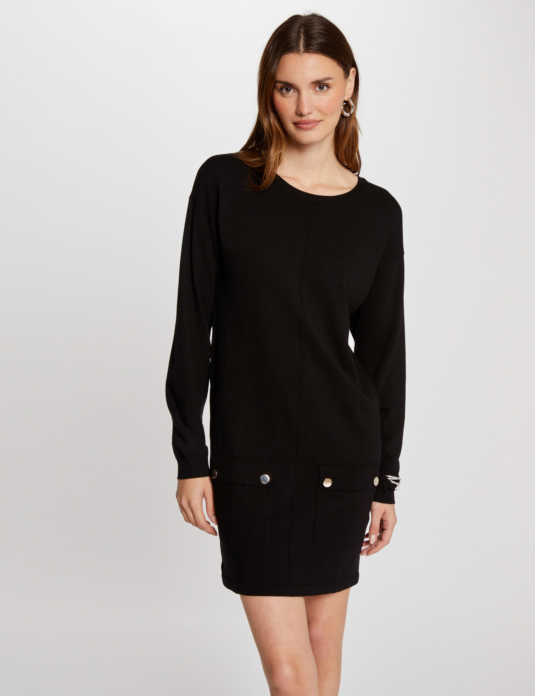 robe tricot courte droite noir femme Robe tricot courte droite noir femme