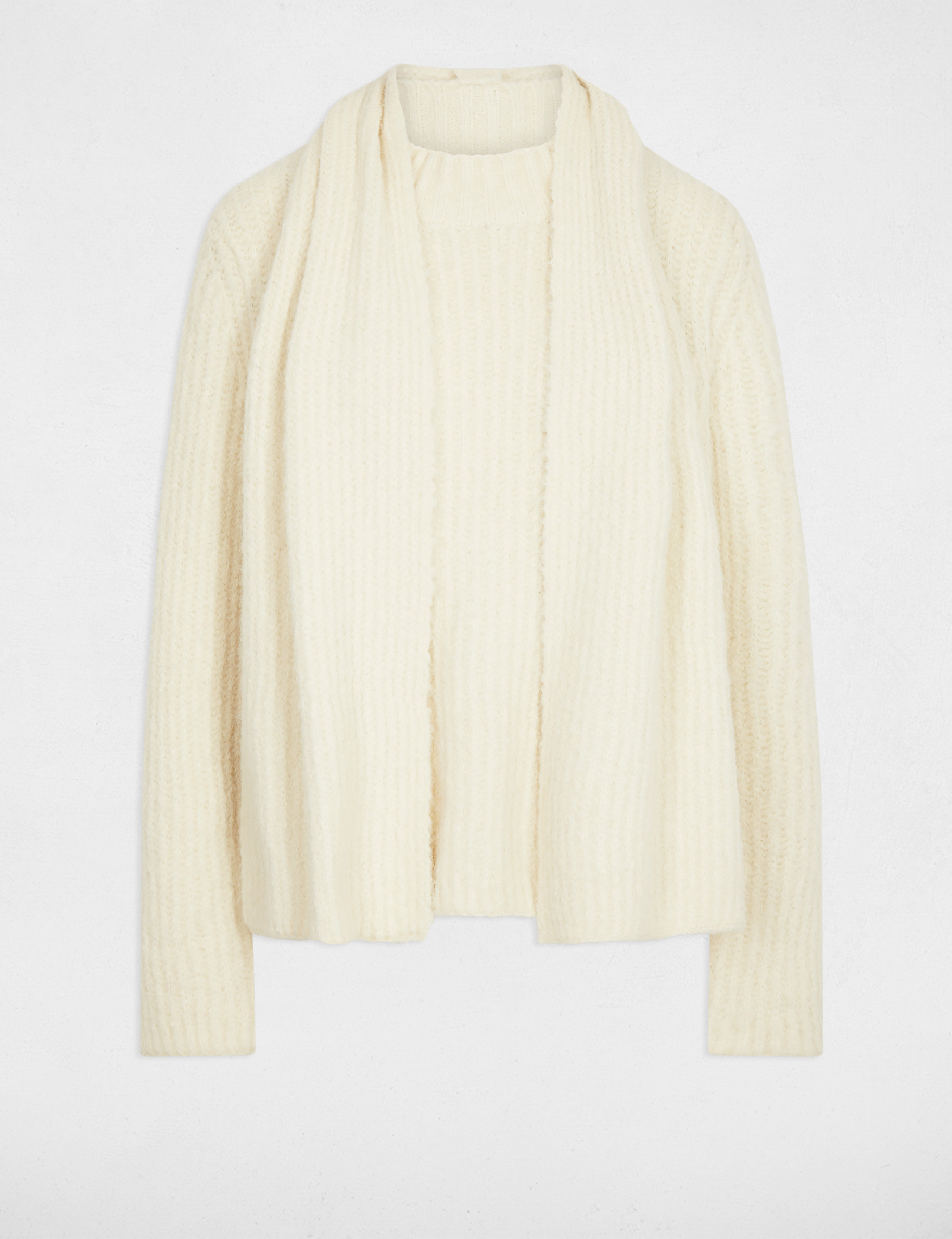 Sweater with scarf collar ivory women