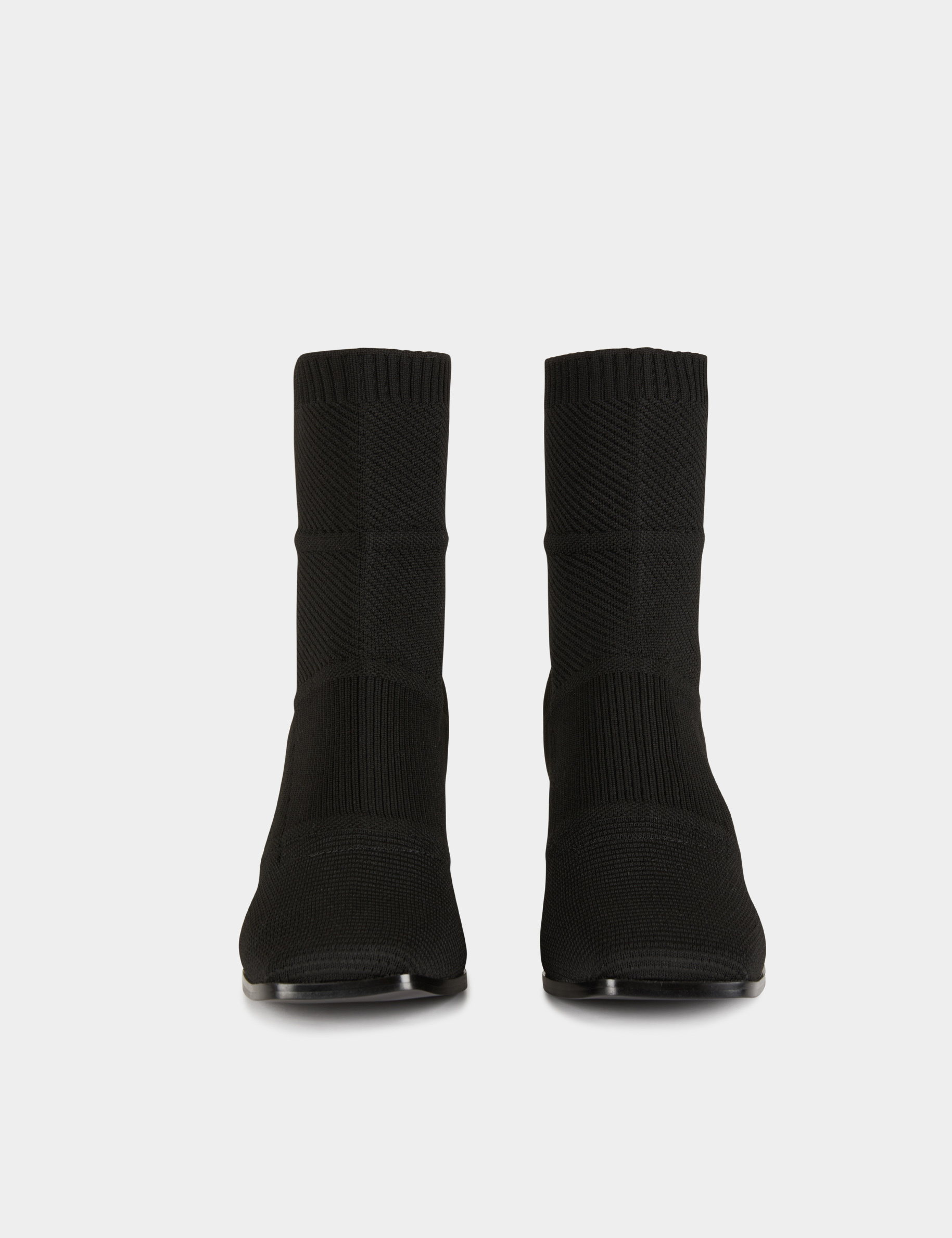 Ribbed boots with block heels black ladies'