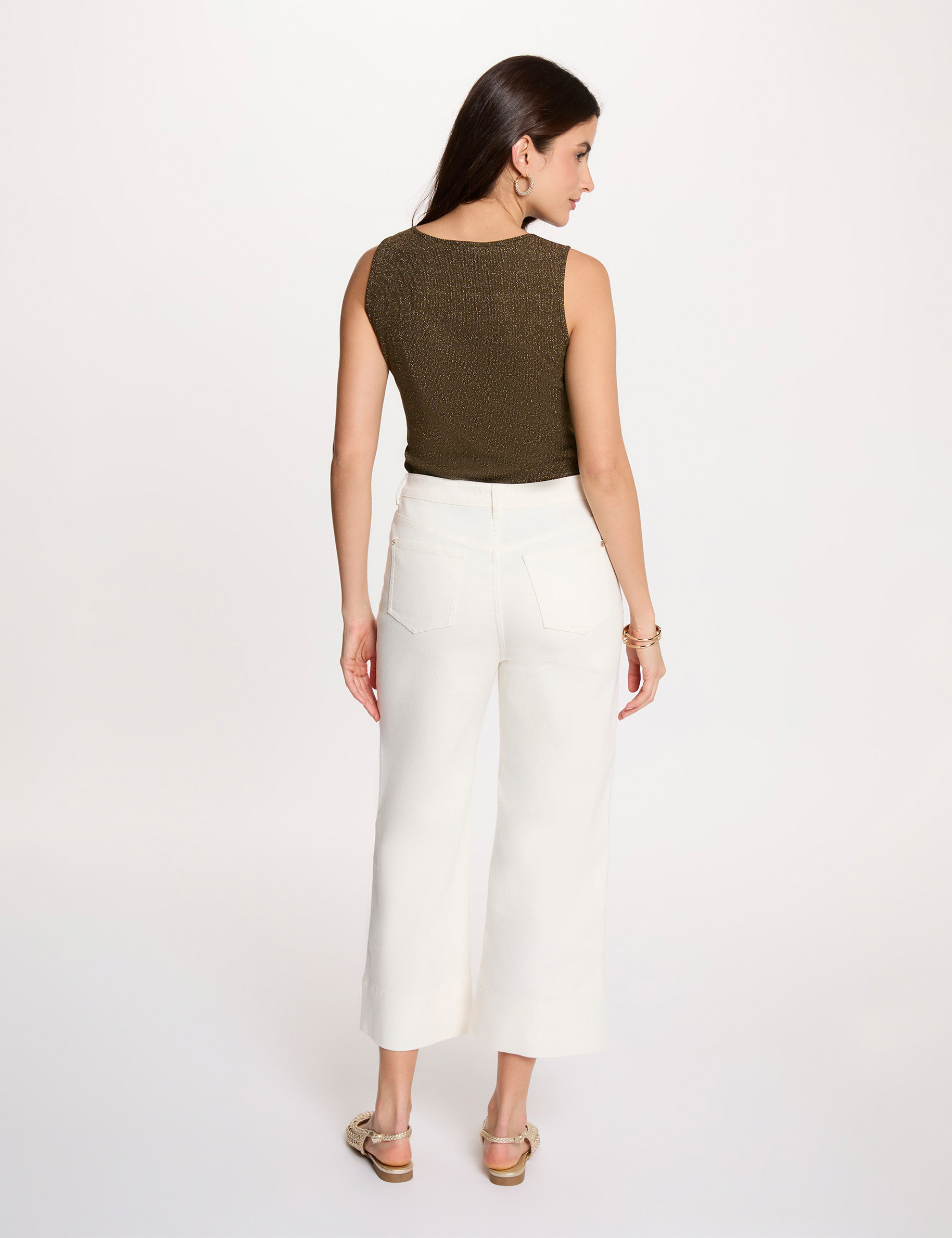 Sleeveless vest top khaki green women