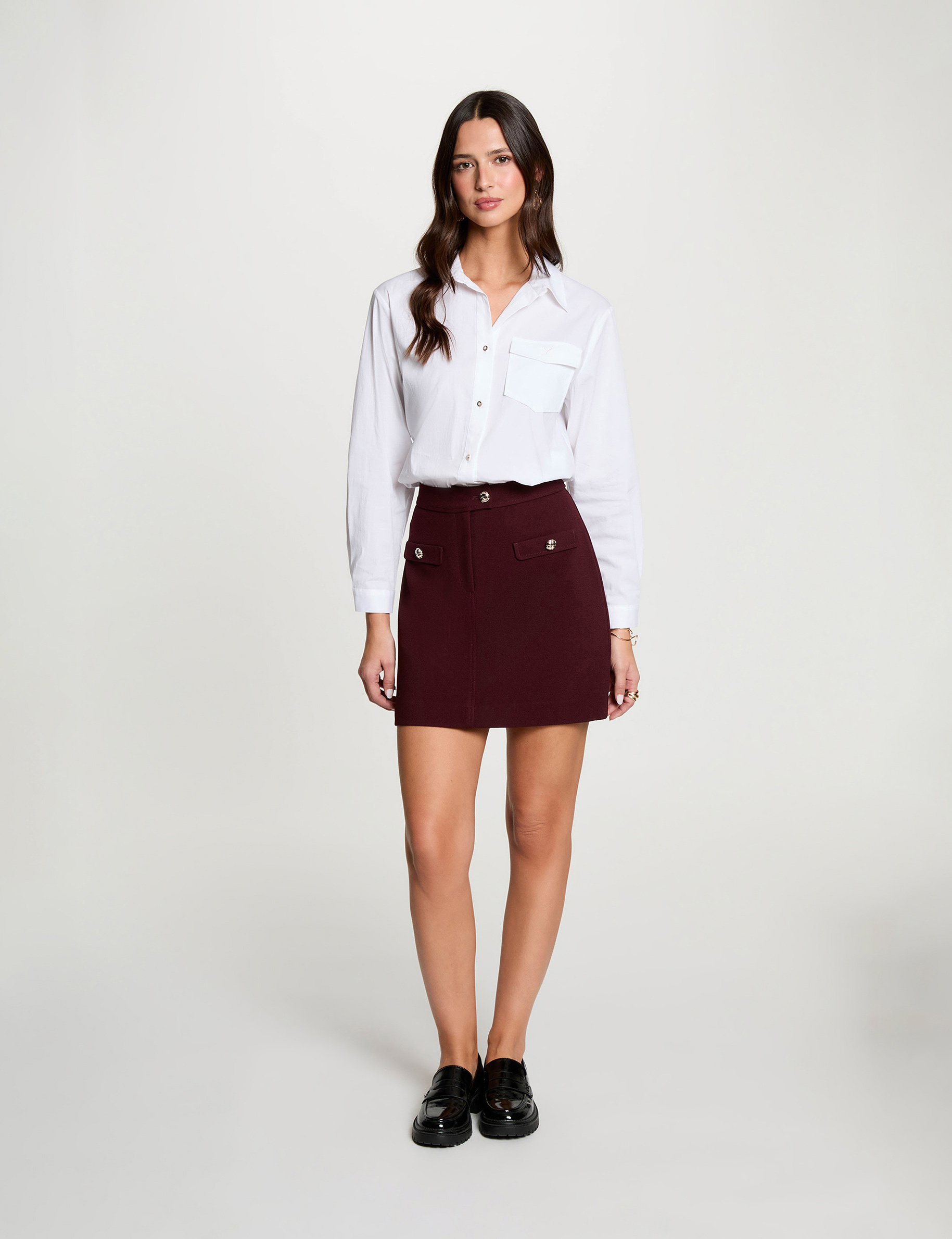 High-waisted short skirt plum women