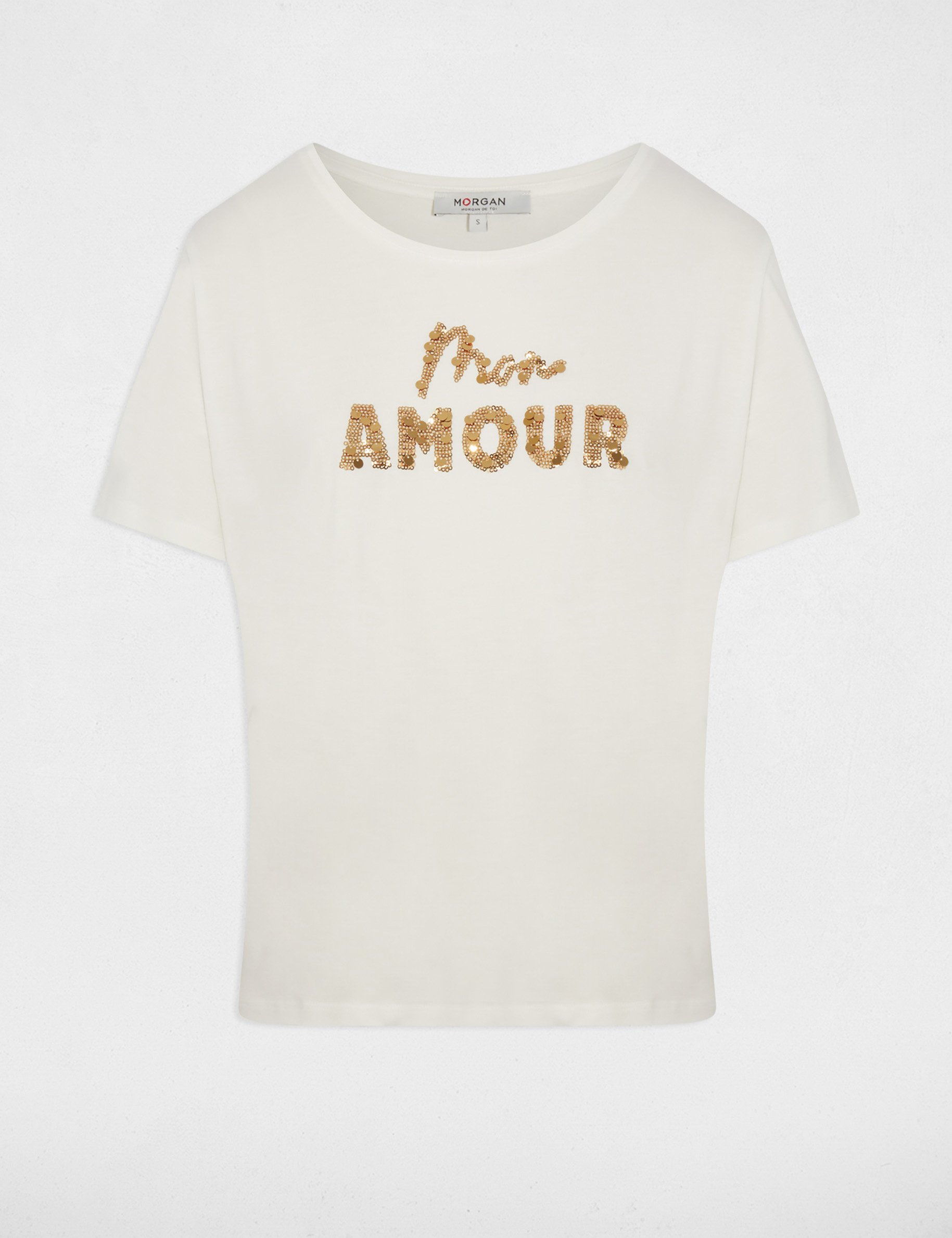 Sequin-embroidered t-shirt white women