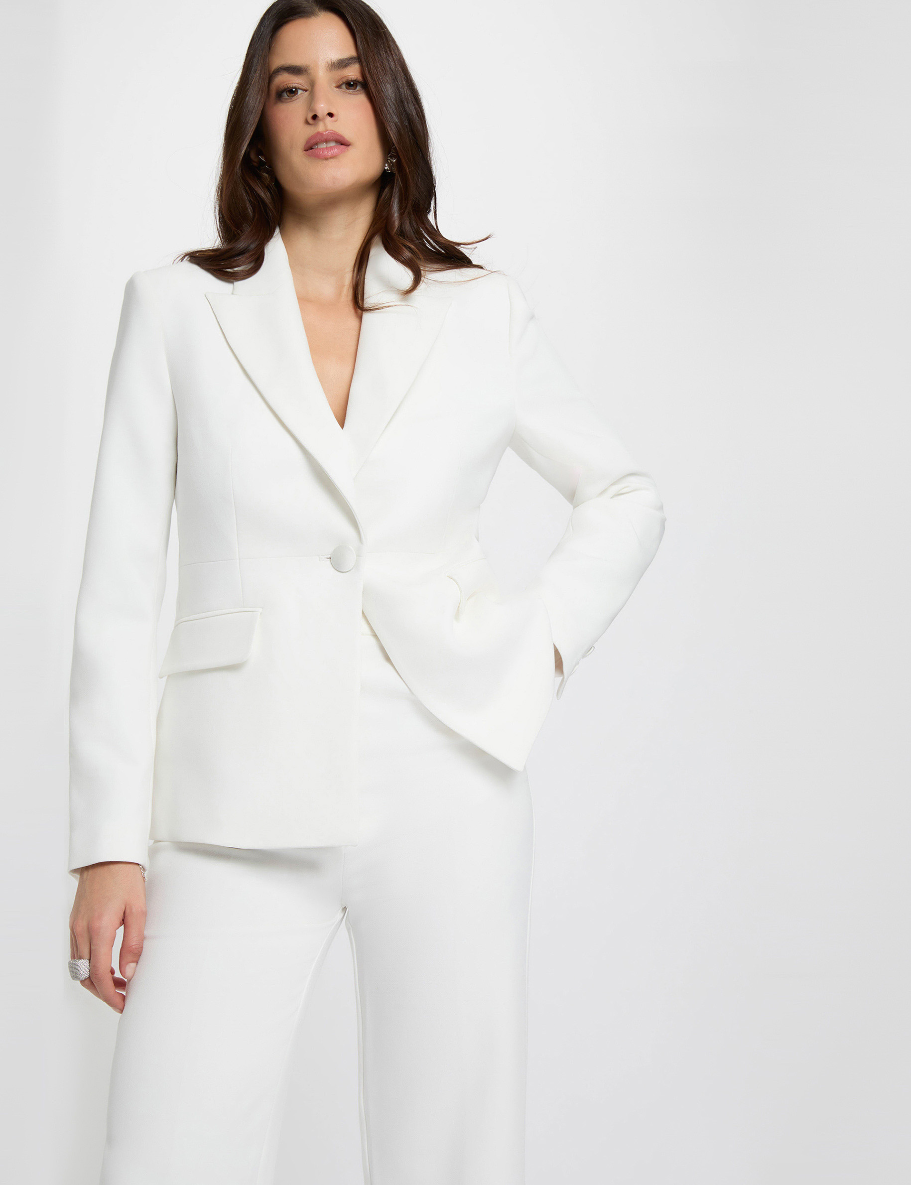 Fitted lace blazer white women