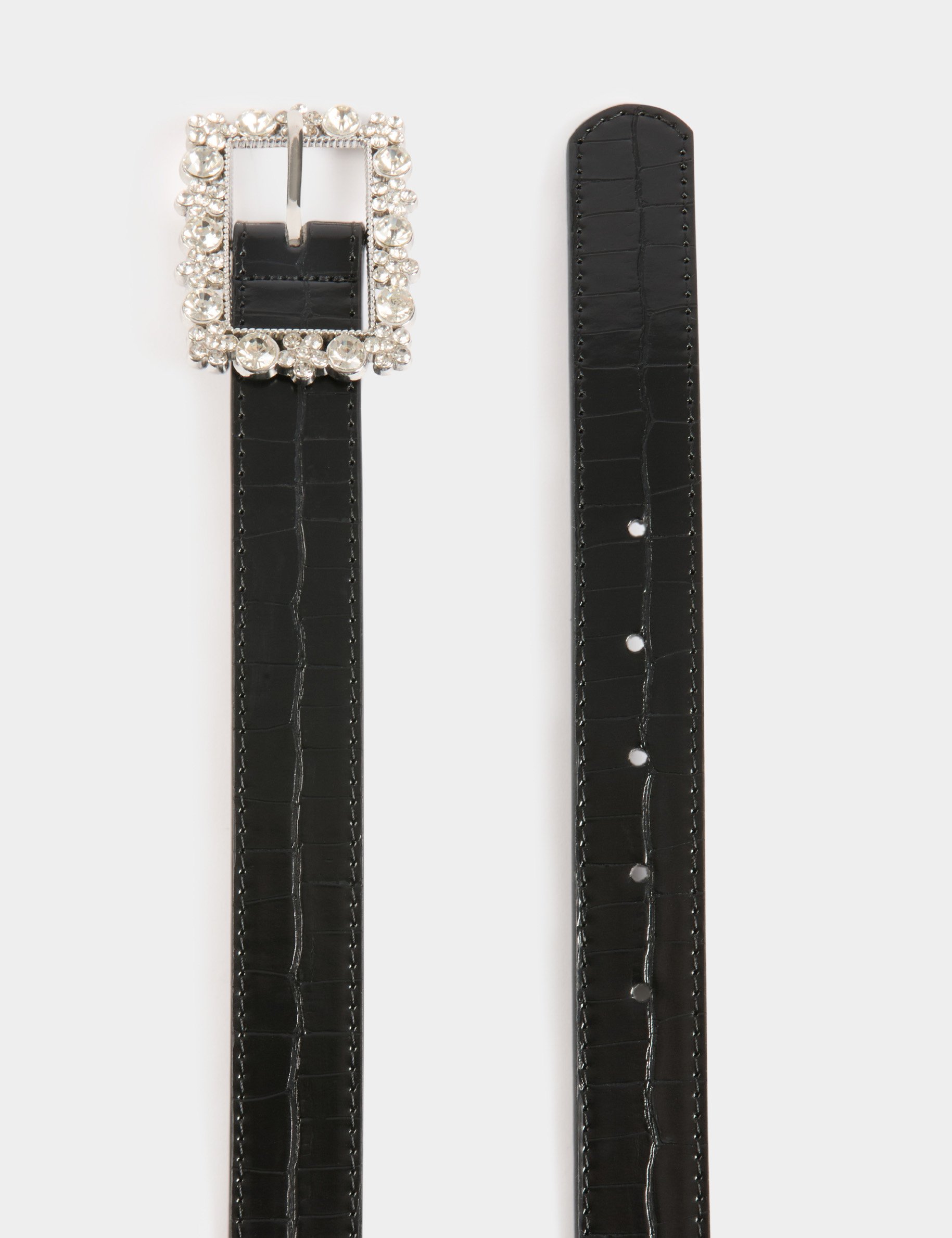 Croc belt with rhinestones black women