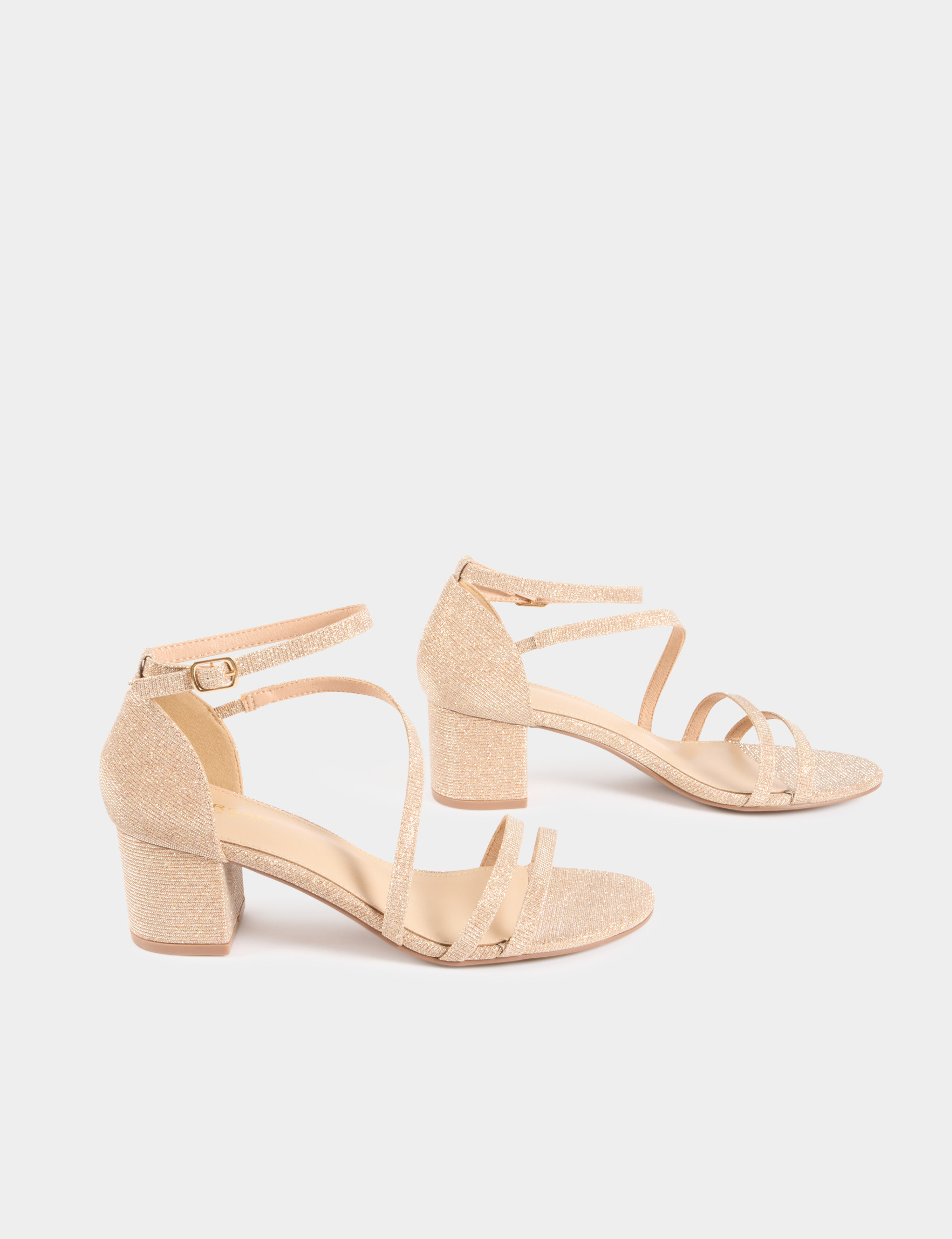 metallised sandals with heels beige women Metallised sandals with heels beige women